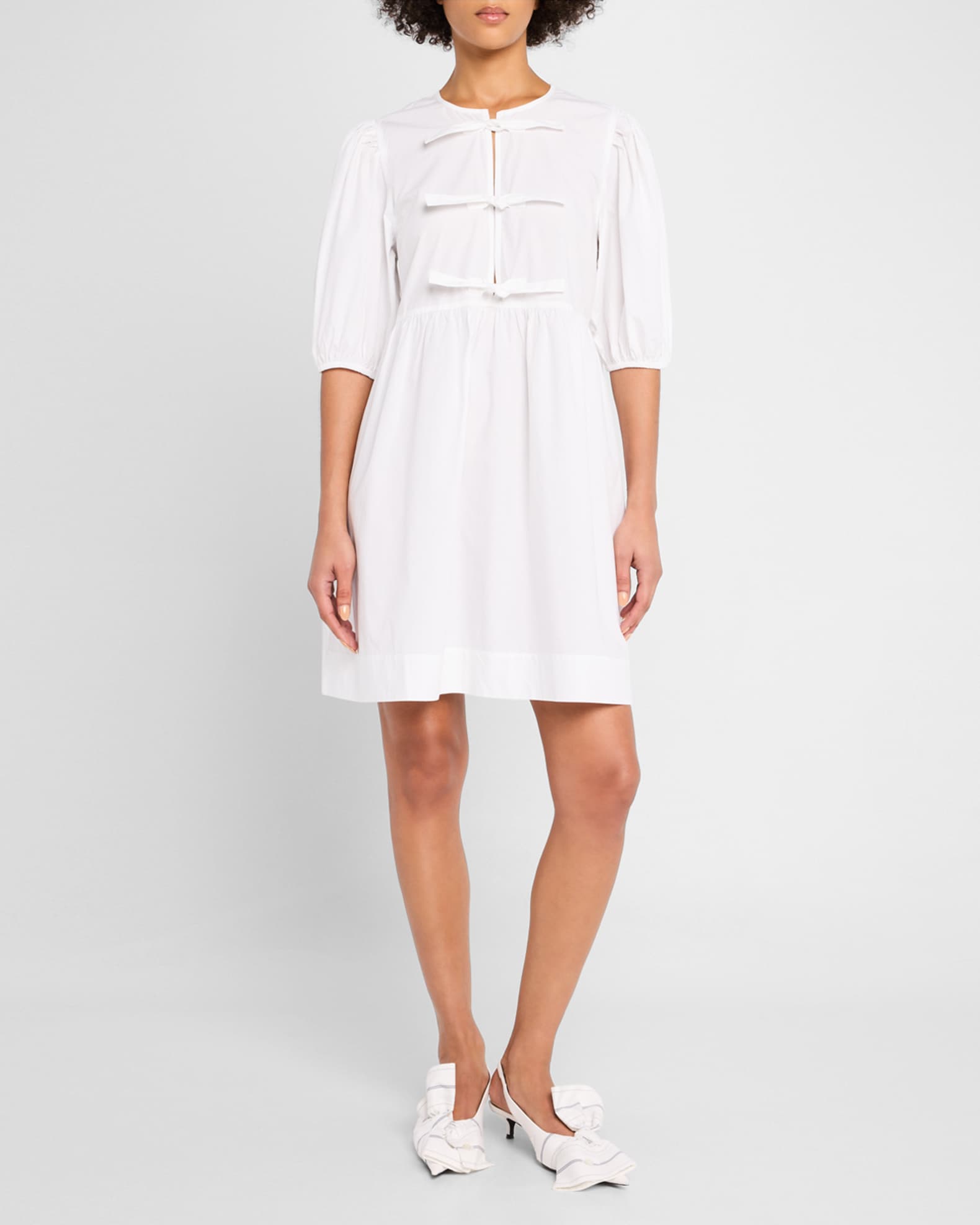 ganni mini dress Printed Marl Mesh Corset Not only is the material of choice organic denim cut through with a hint of stretch for comfort GANNI Tiered floral-print georgette mini