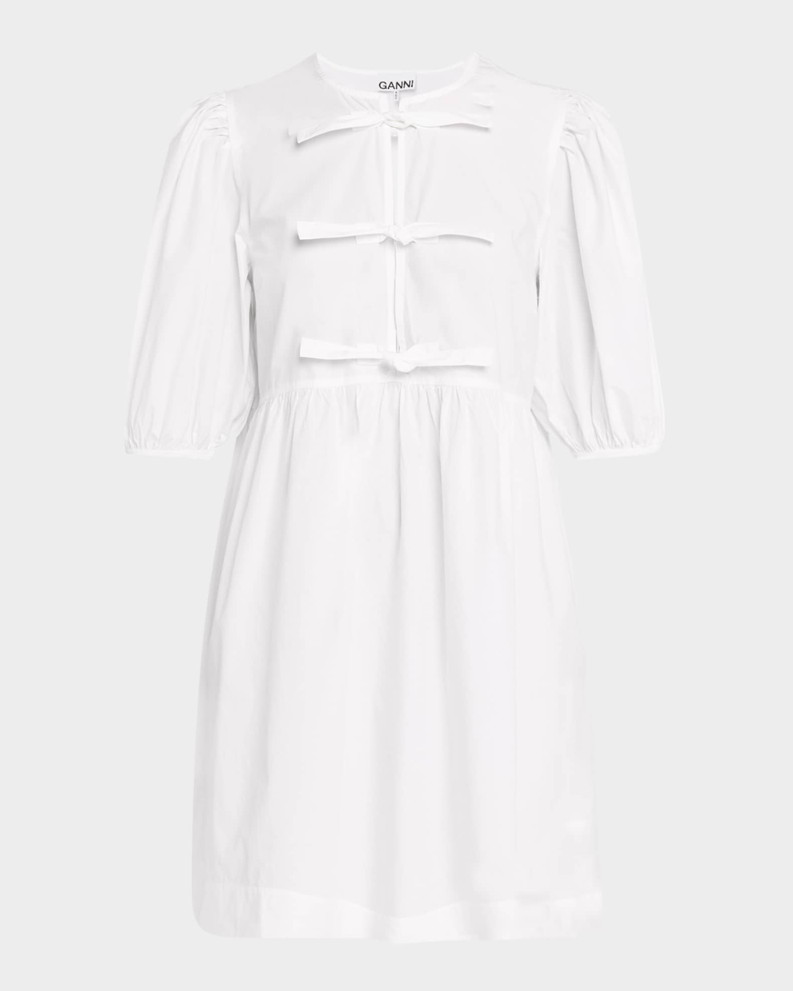 ganni white dress floral-print | Made from white cotton GANNI White Floral Dress -