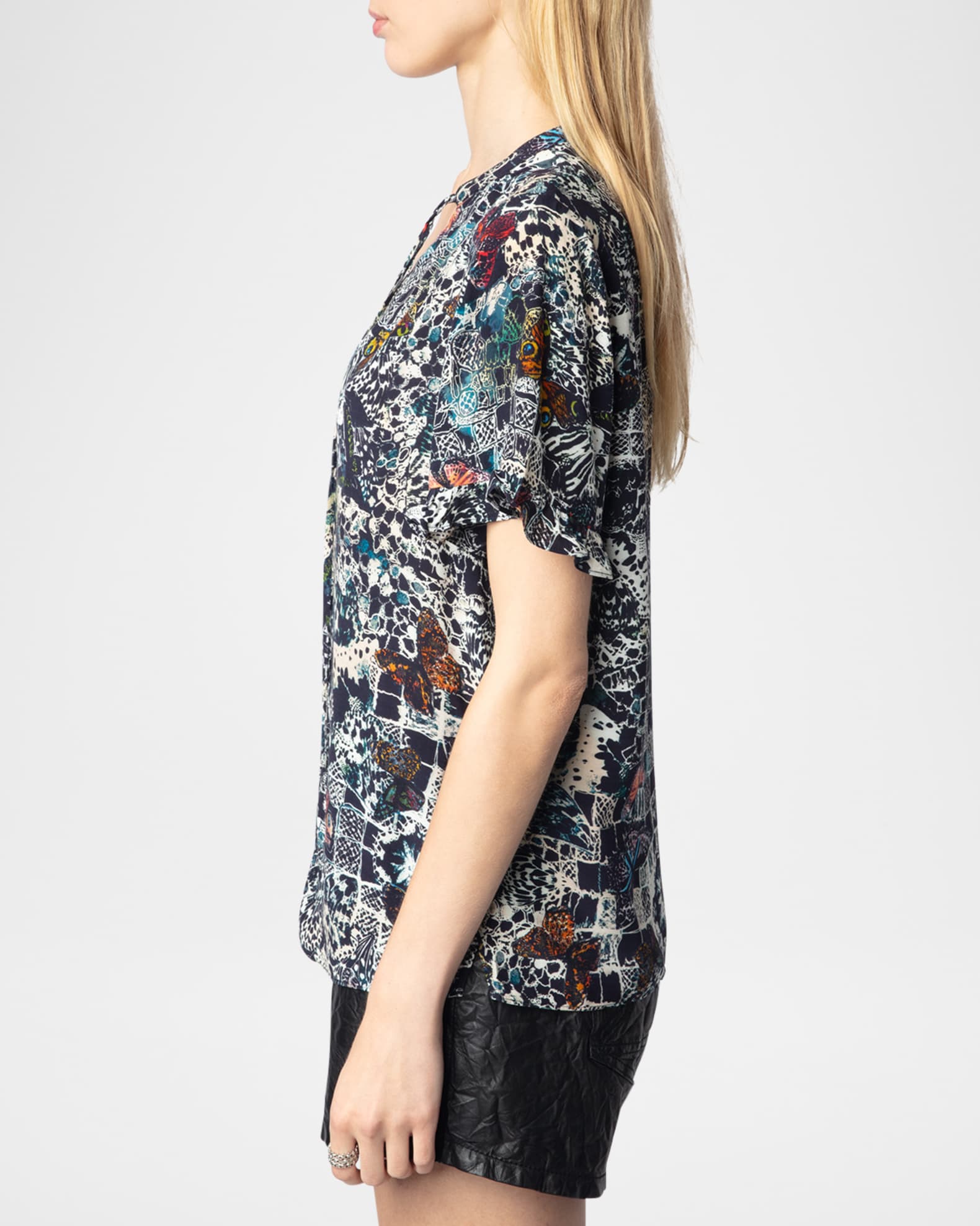 zadig&voltaire レースブラウス 2023 Zadig & Voltaire Rais Twill Horses Silk Dress Shirt