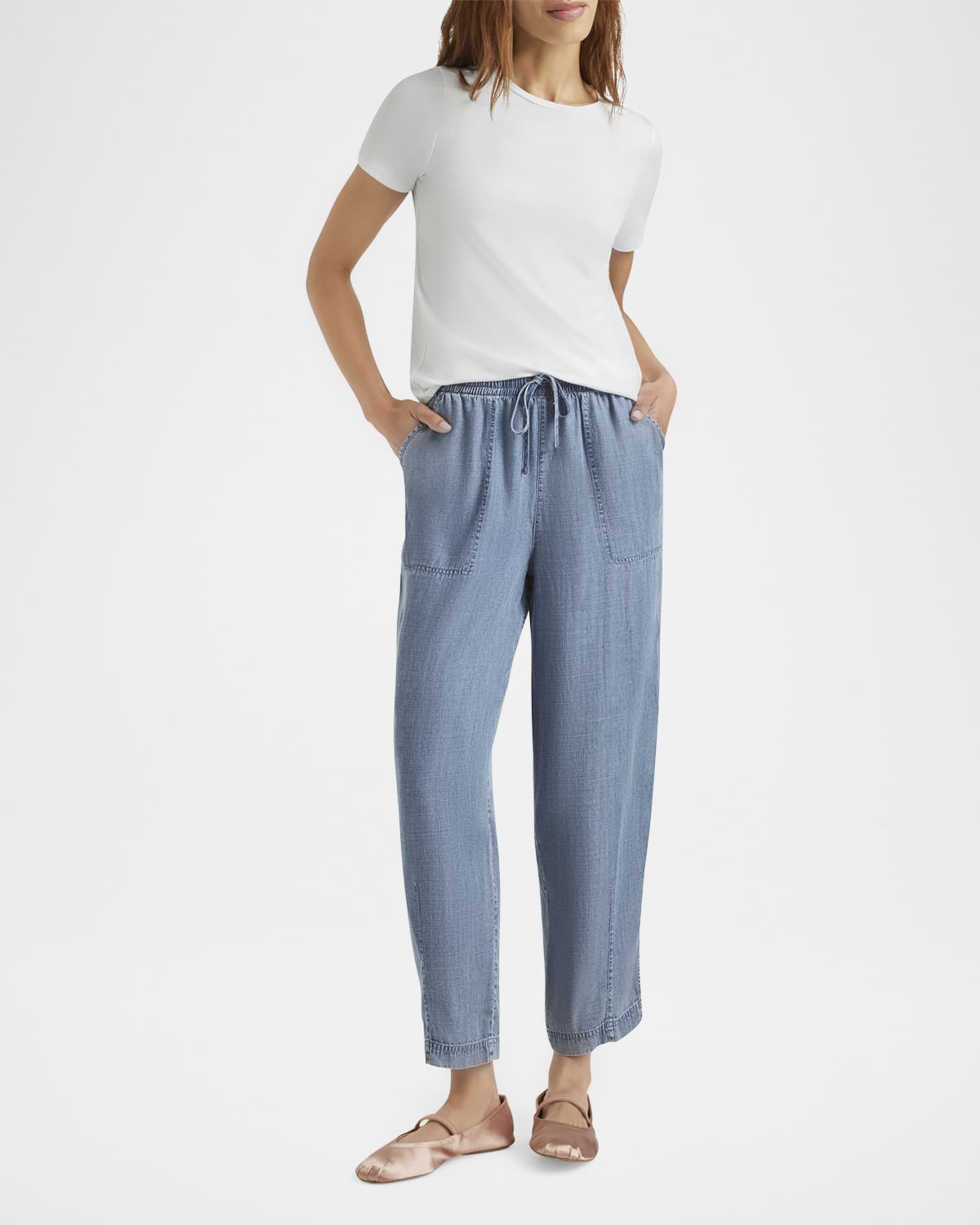 Ryan Indigo Drawstring Barrel-Leg Pants 1