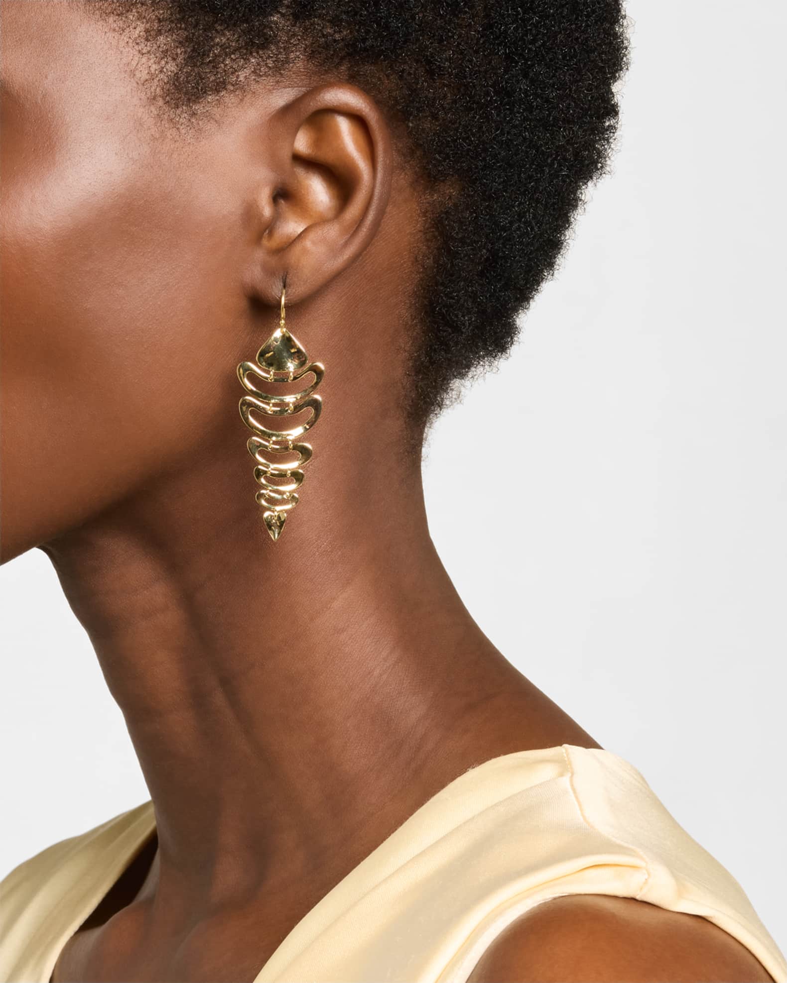 18K Classico Wavy Organic Open Shape 7-Tier Dangle Earrings 1