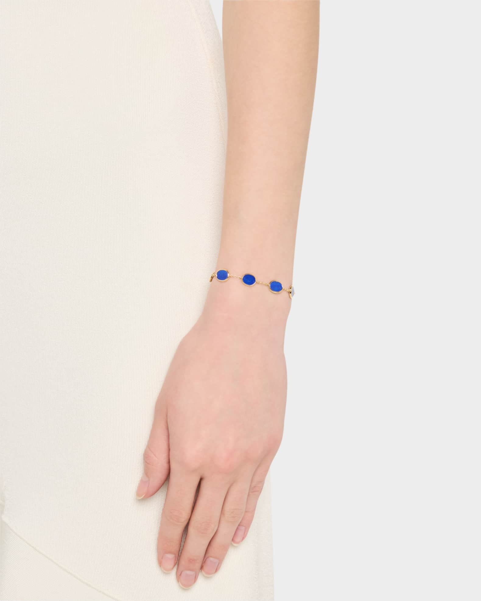 18K Yellow Gold Polished Rock Candy Confetti Bracelet in Lapis 1