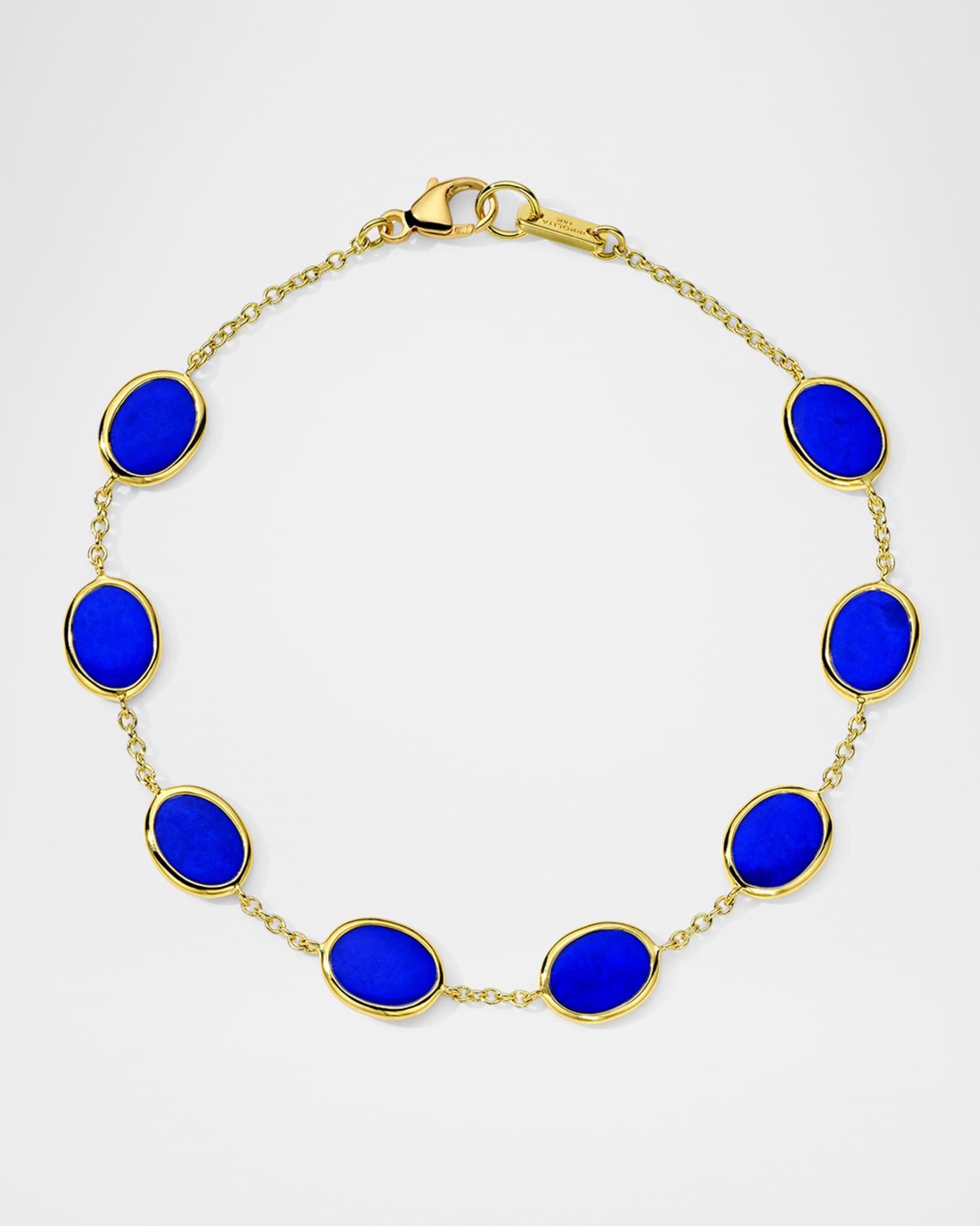 18K Yellow Gold Polished Rock Candy Confetti Bracelet in Lapis 0