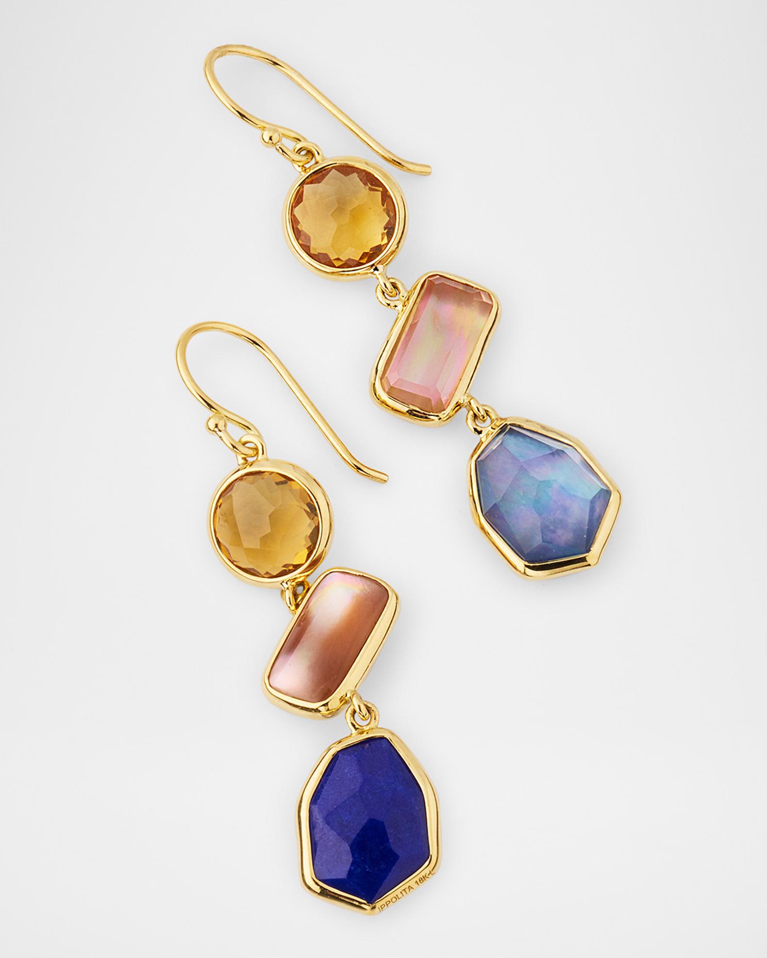 Ippolita Rock Candy 18K Yellow Gold 3-Stone Drop Earrings | Neiman Marcus