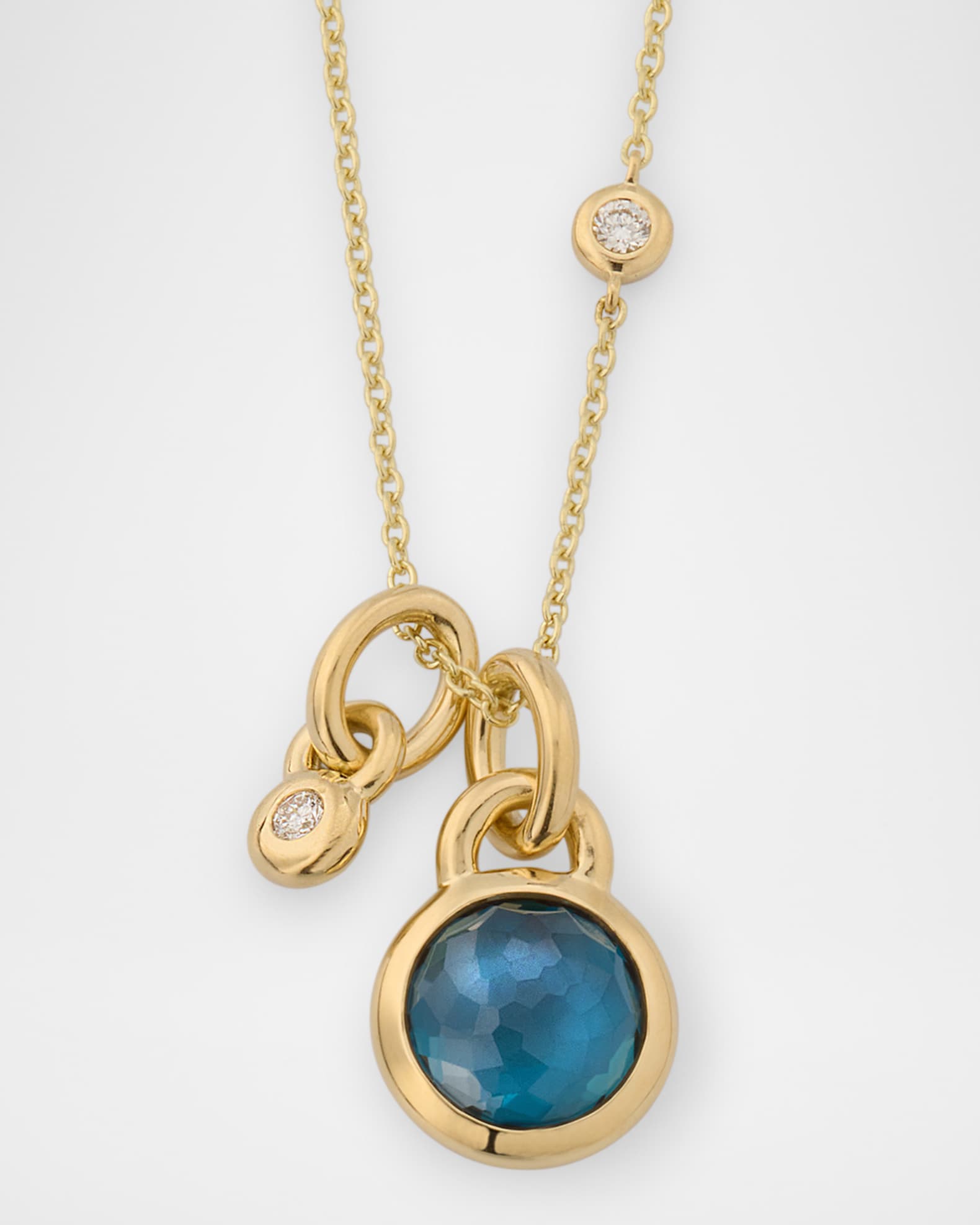 18K Lollipop Round Pendant Necklace with Diamonds, 30"L 0