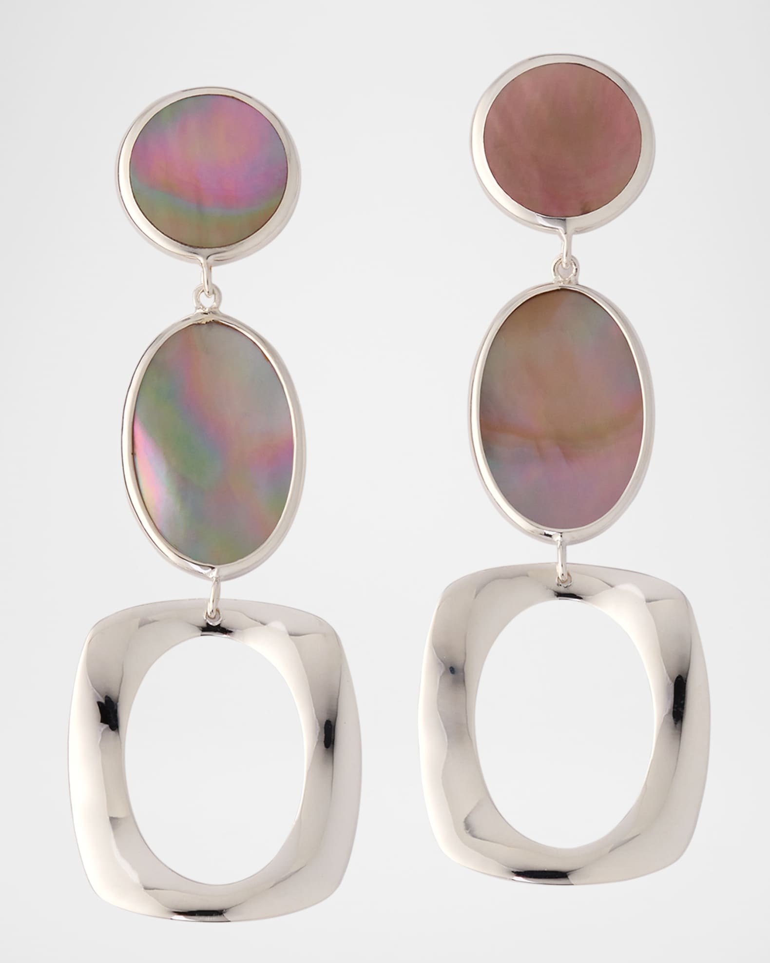 Rock Candy Sterling Silver Central Frame with Dot and Post Earrings 0