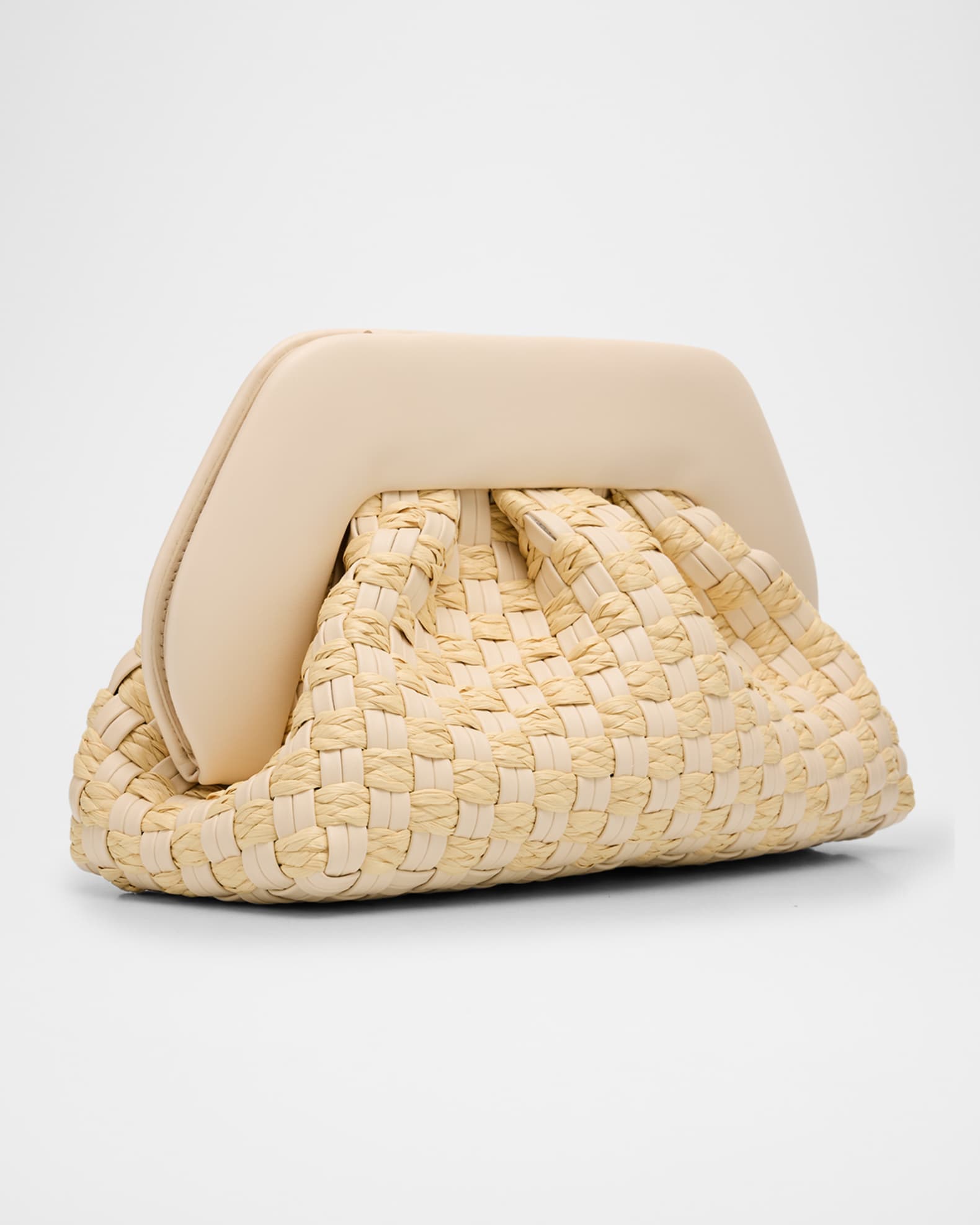 THEMOIRE Tia Woven Vegan Fabric Clutch Bag | Neiman Marcus