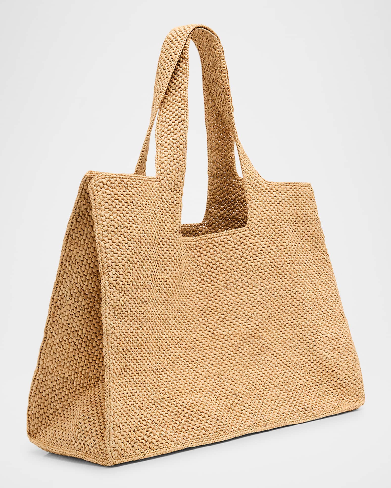 THEMOIRE Morea Raffia Vegan Fabric Shoulder Bag | Neiman Marcus