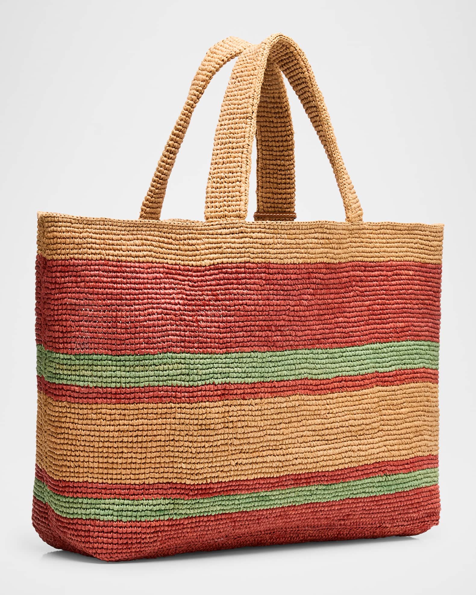 【MAIDEN SHOP購入】RAFFIA STRIPE TOTE BAG Manebi Sunset Large Striped Raffia Tote Bag | Neiman Marcus