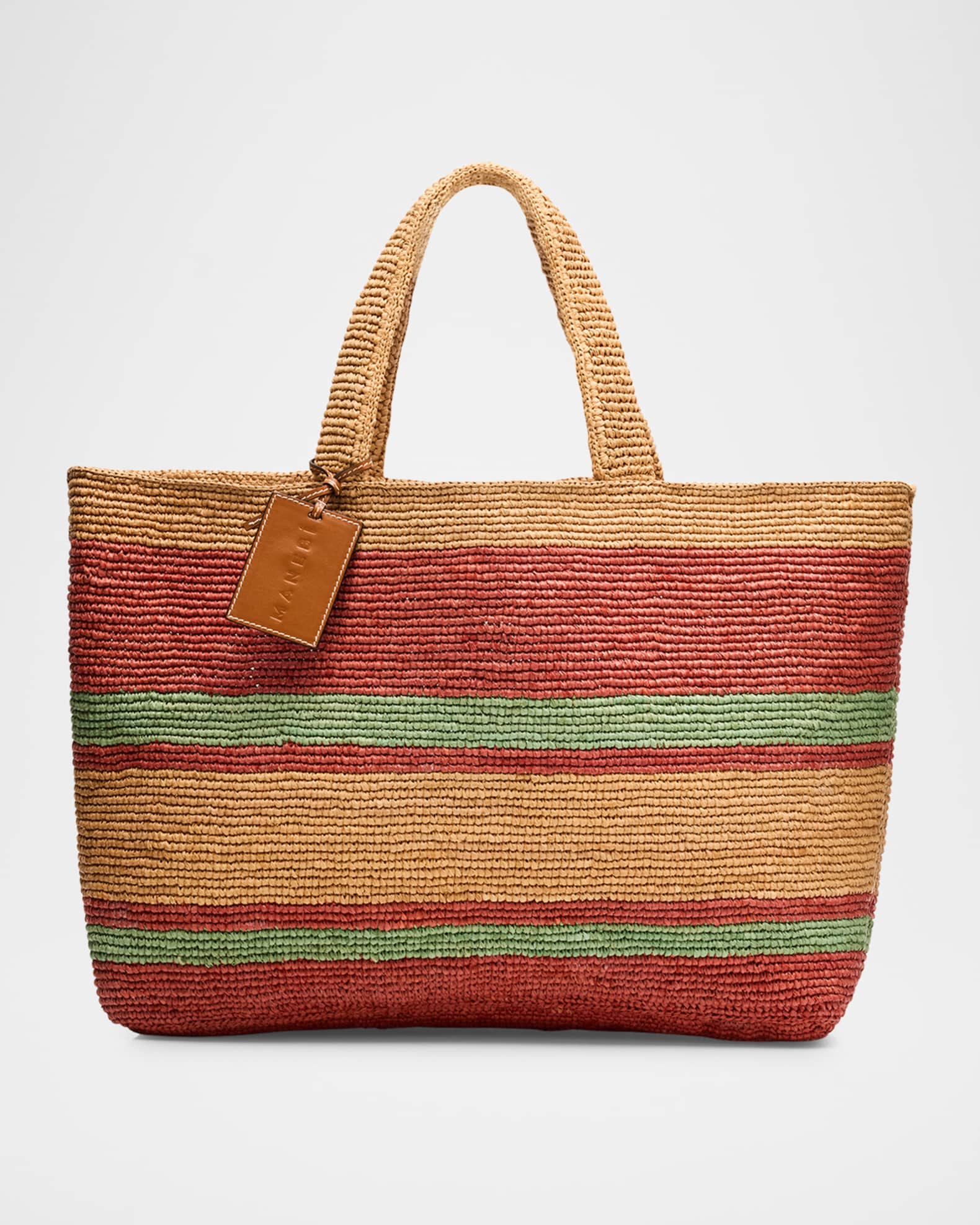 Sunset Large Striped Raffia Tote Bag 0