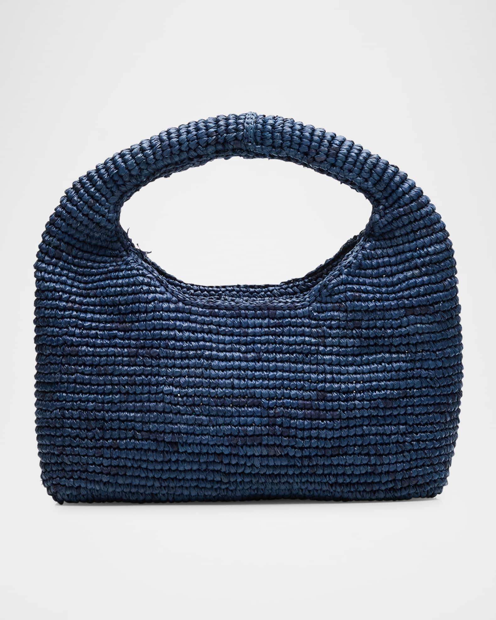 Half Moon Raffia Top-Handle Bag 0