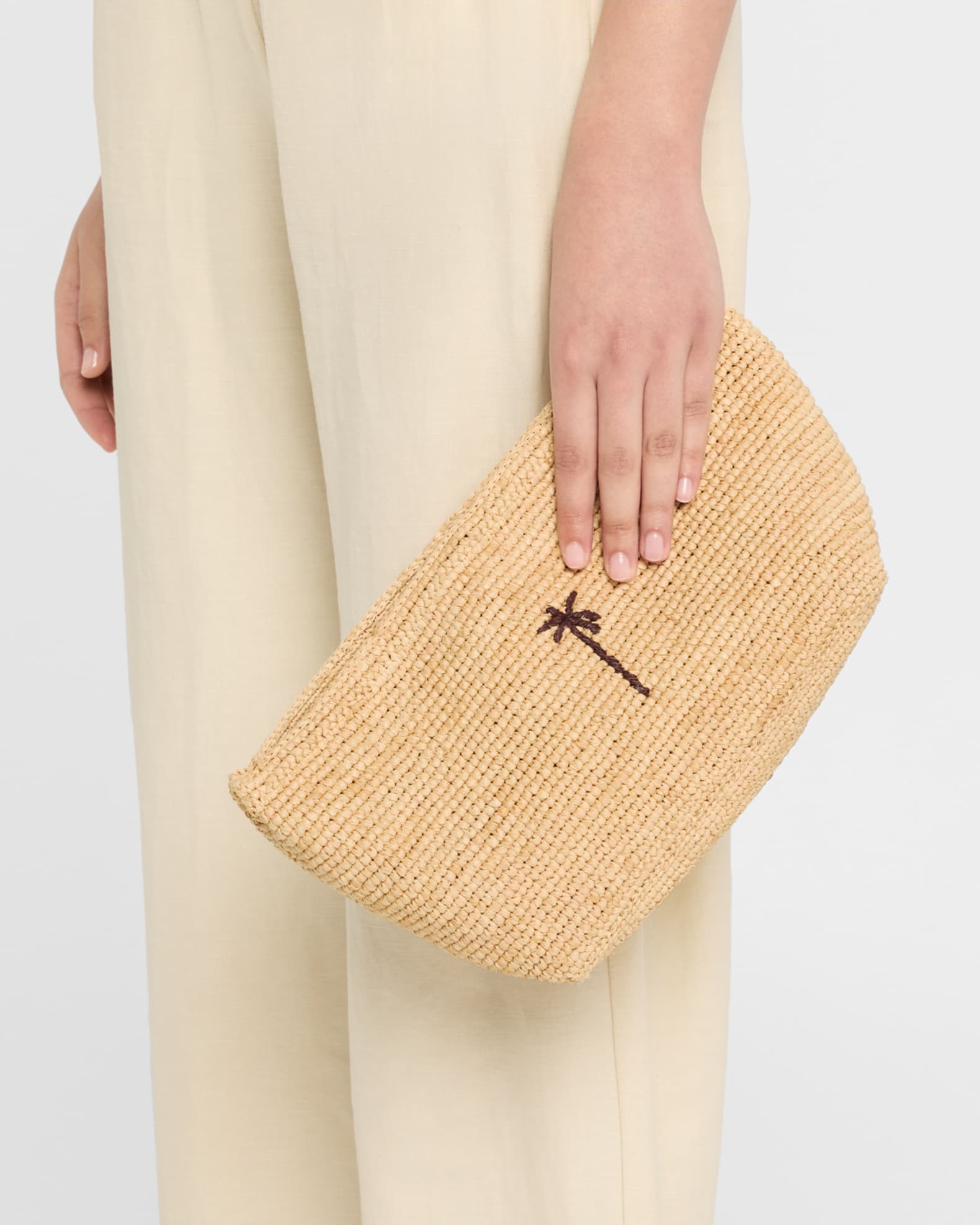 Palm Tree Raffia Clutch Bag 1