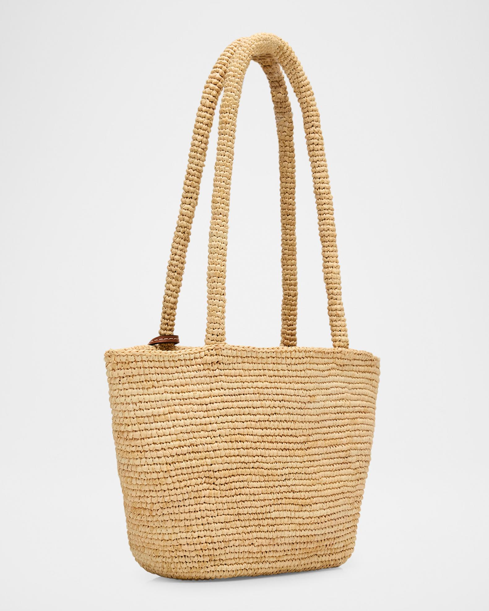 Manebi Medium Palm Tree Raffia Tote Bag | Neiman Marcus