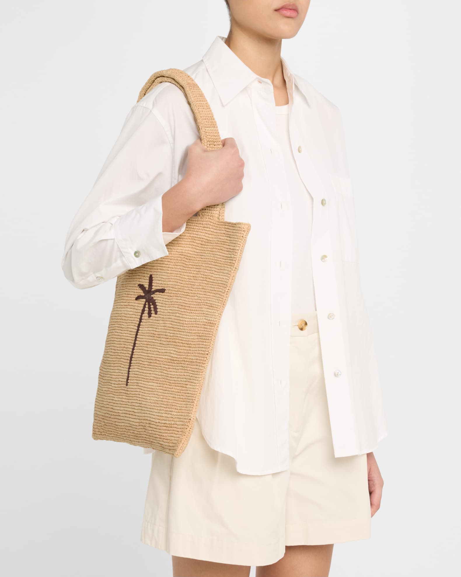 Palm Tree Raffia Tote Bag 1
