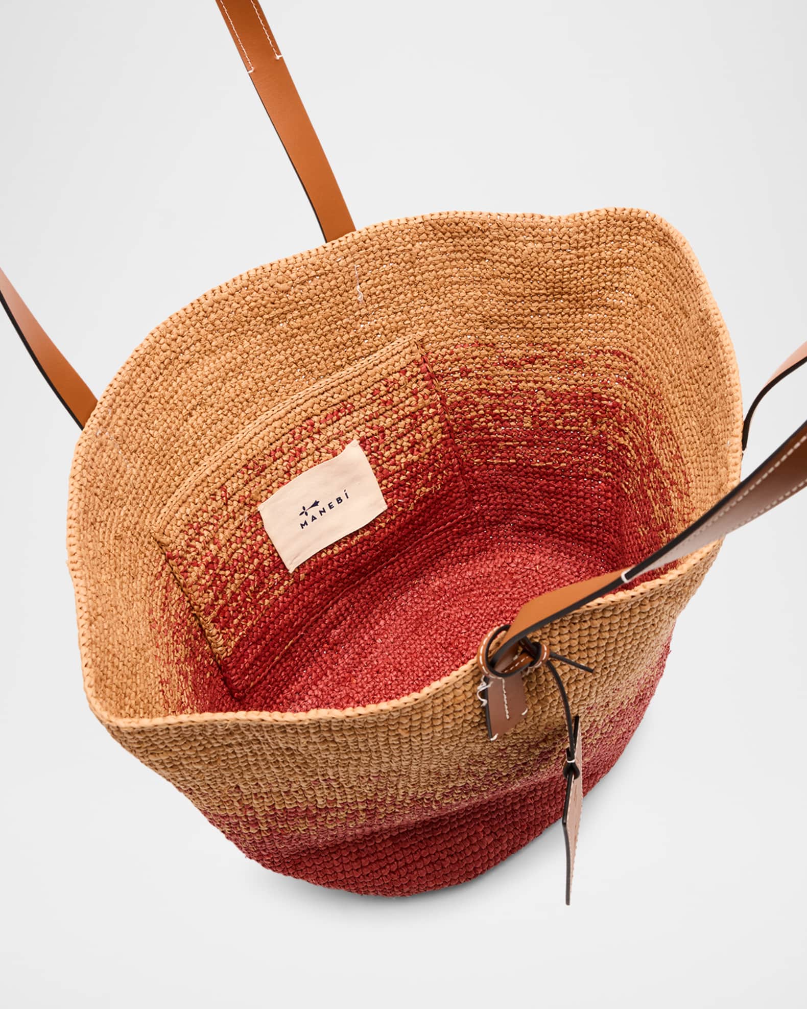 上品な Manebi Two-Tone Marcus Neiman | Bag Tote Basket Raffia バッグ