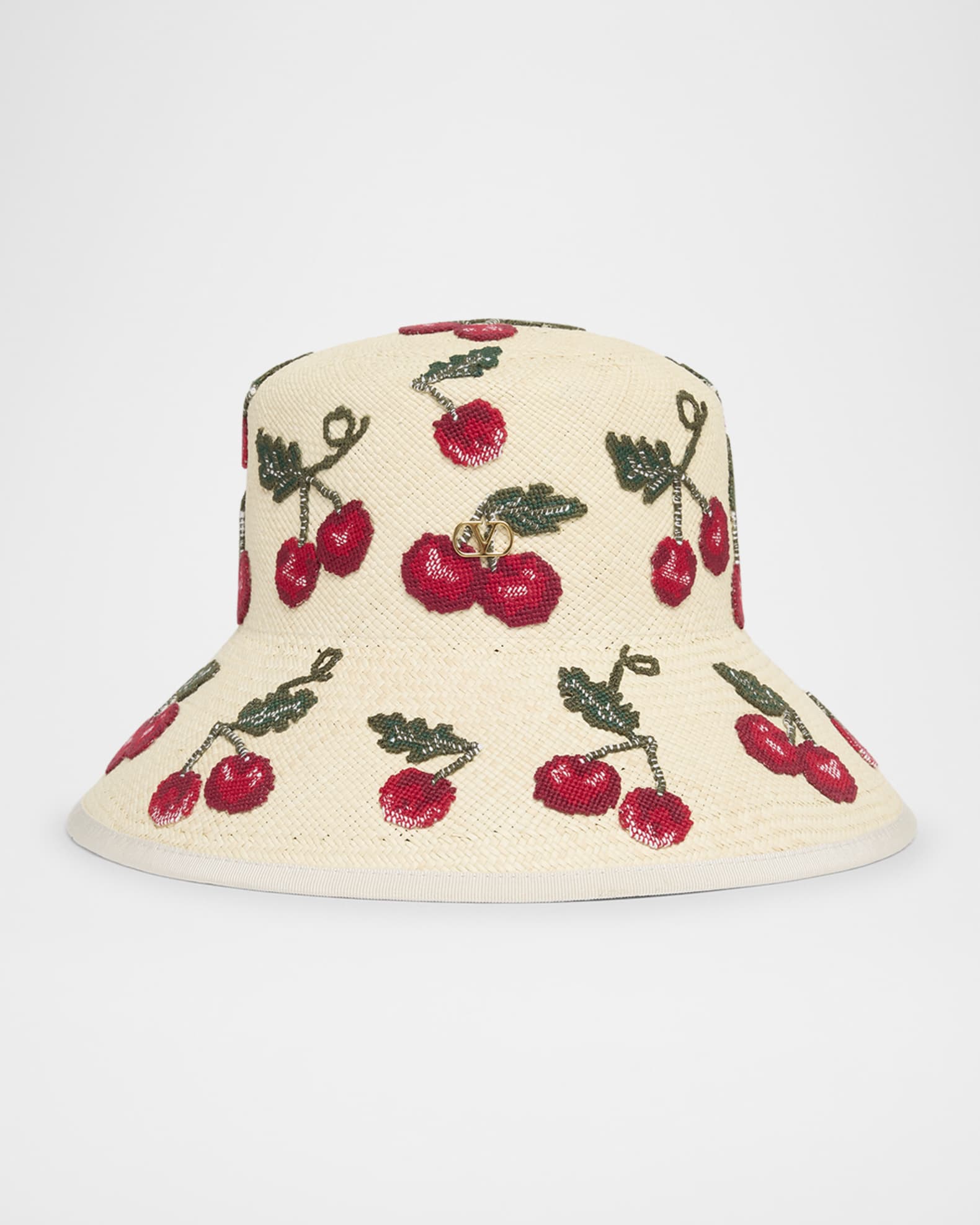 Valentino Garavani Cherry-Print V-Logo Bucket Hat | Neiman