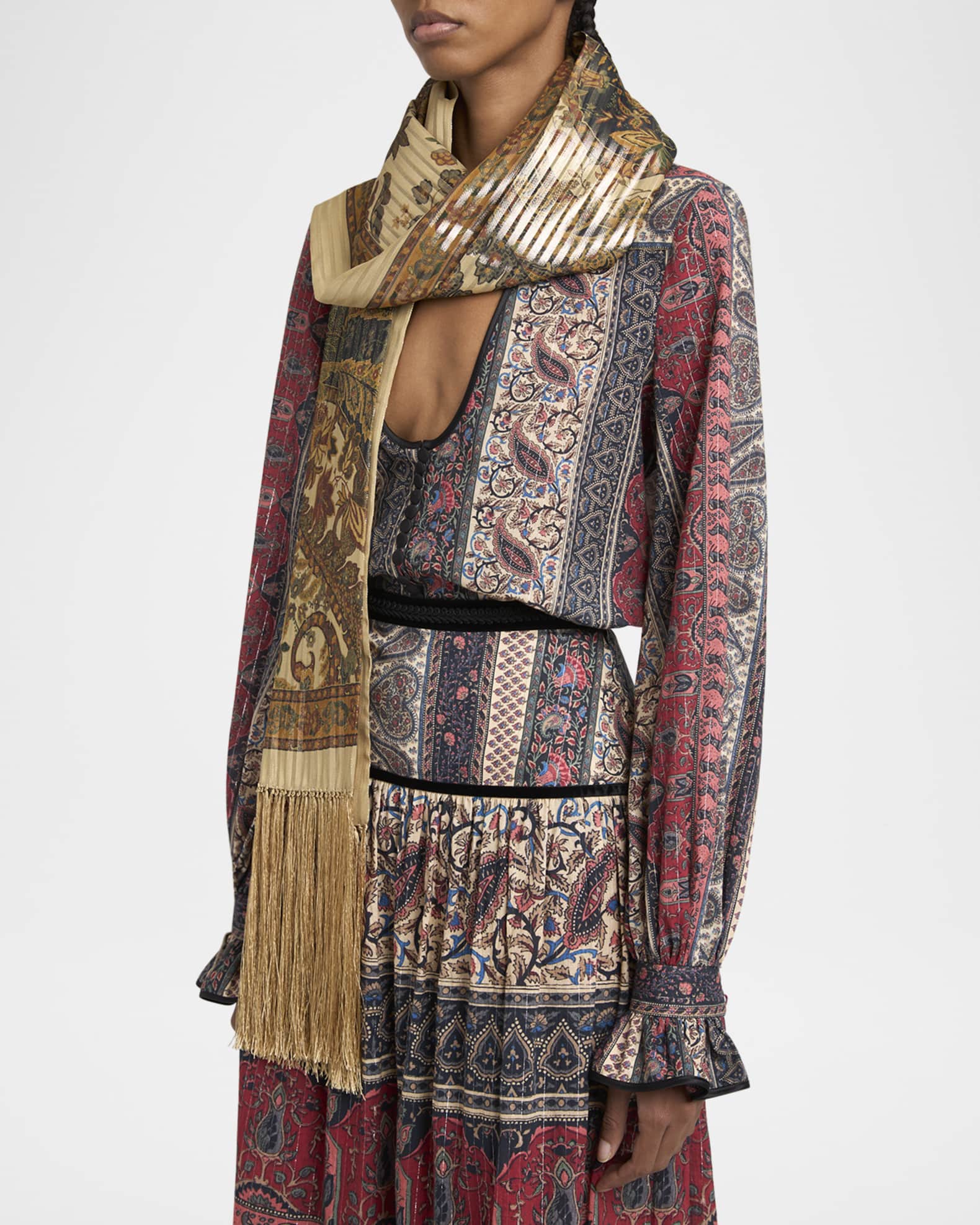 Paisley-Print Silk Scarf 1
