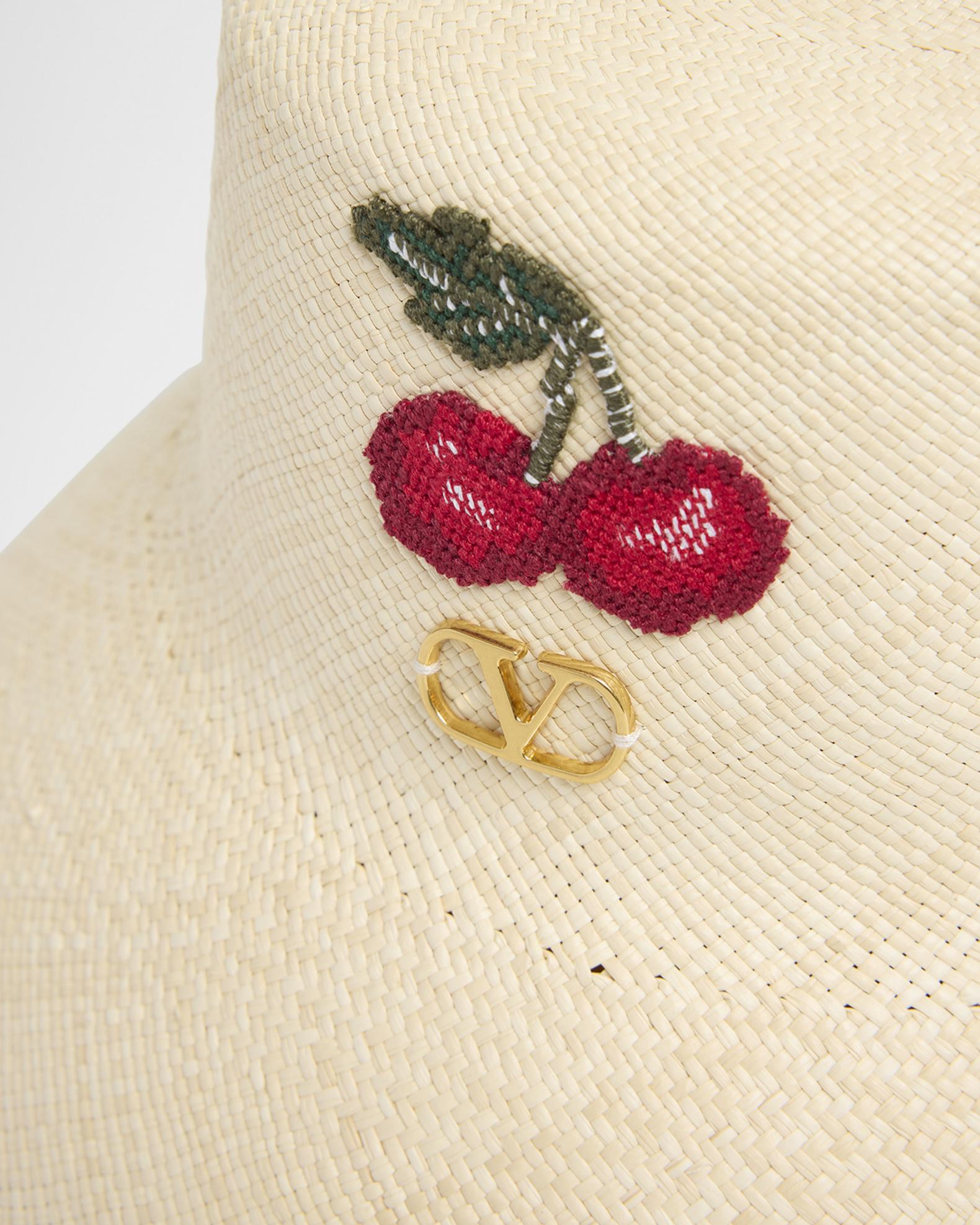 Valentino Garavani VLOGO Cherries Straw Bucket Hat | Neiman 