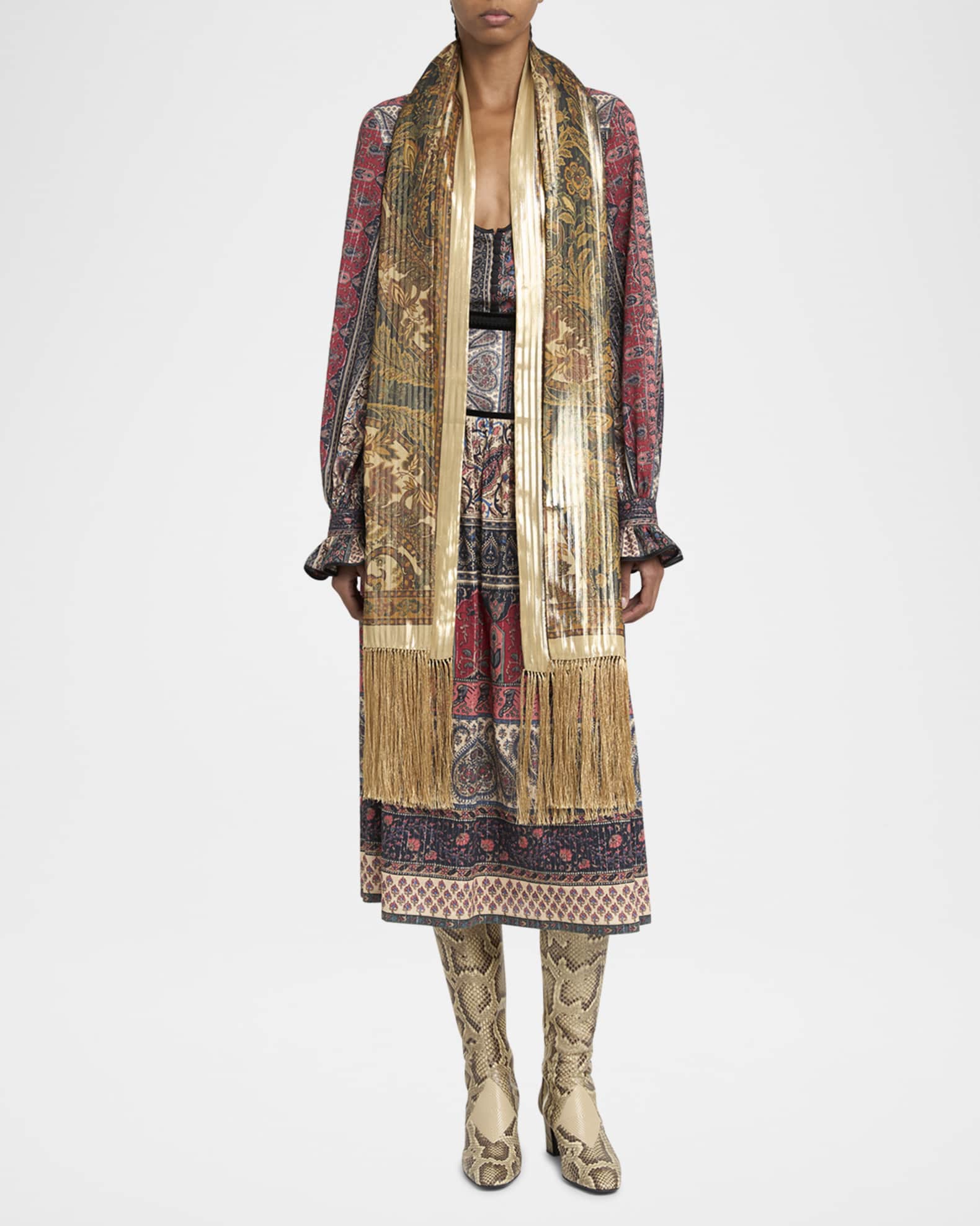 Paisley-Print Silk Scarf 1