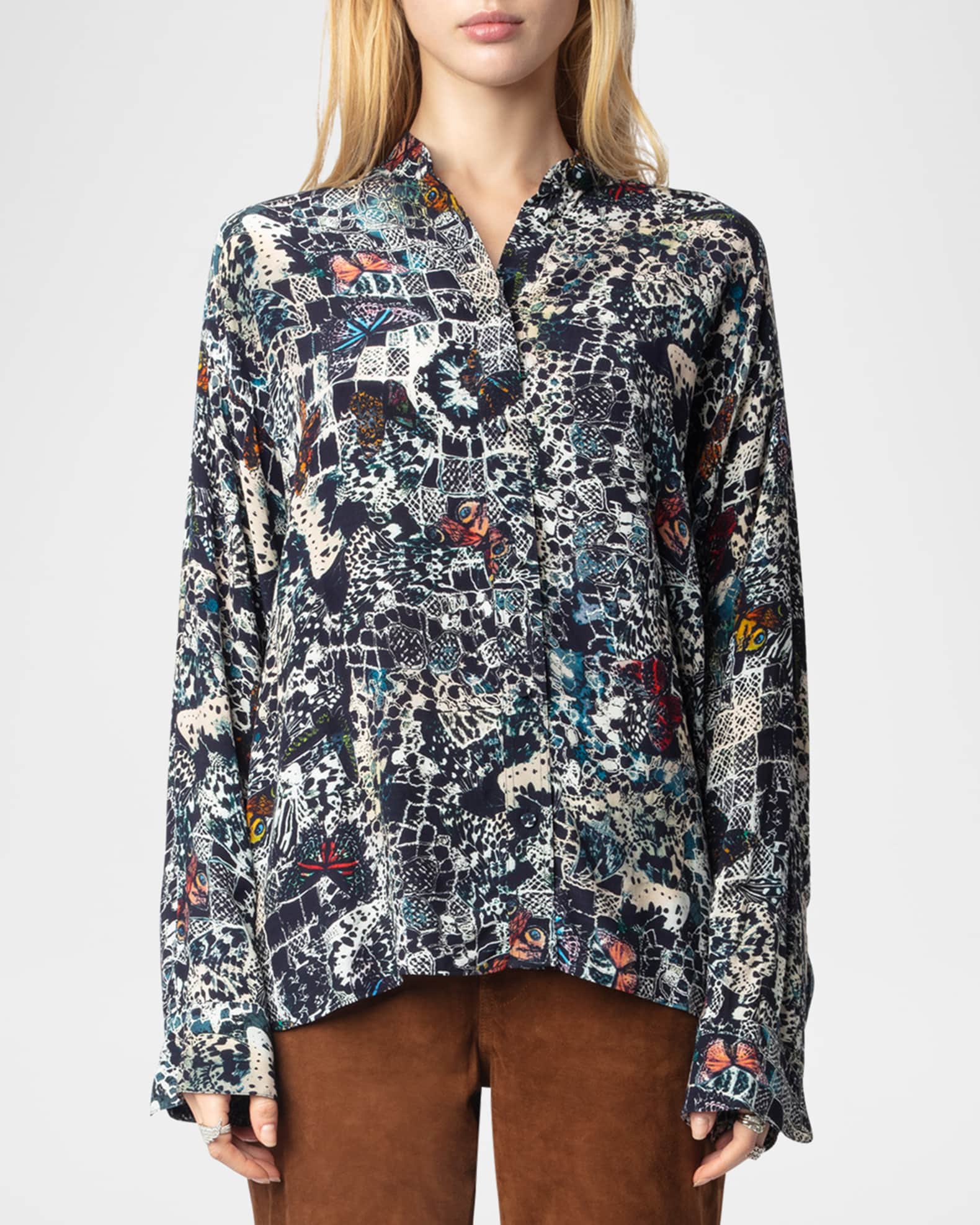 Zadig & Voltaire Truett Soft Butterflies Button-Front Shirt