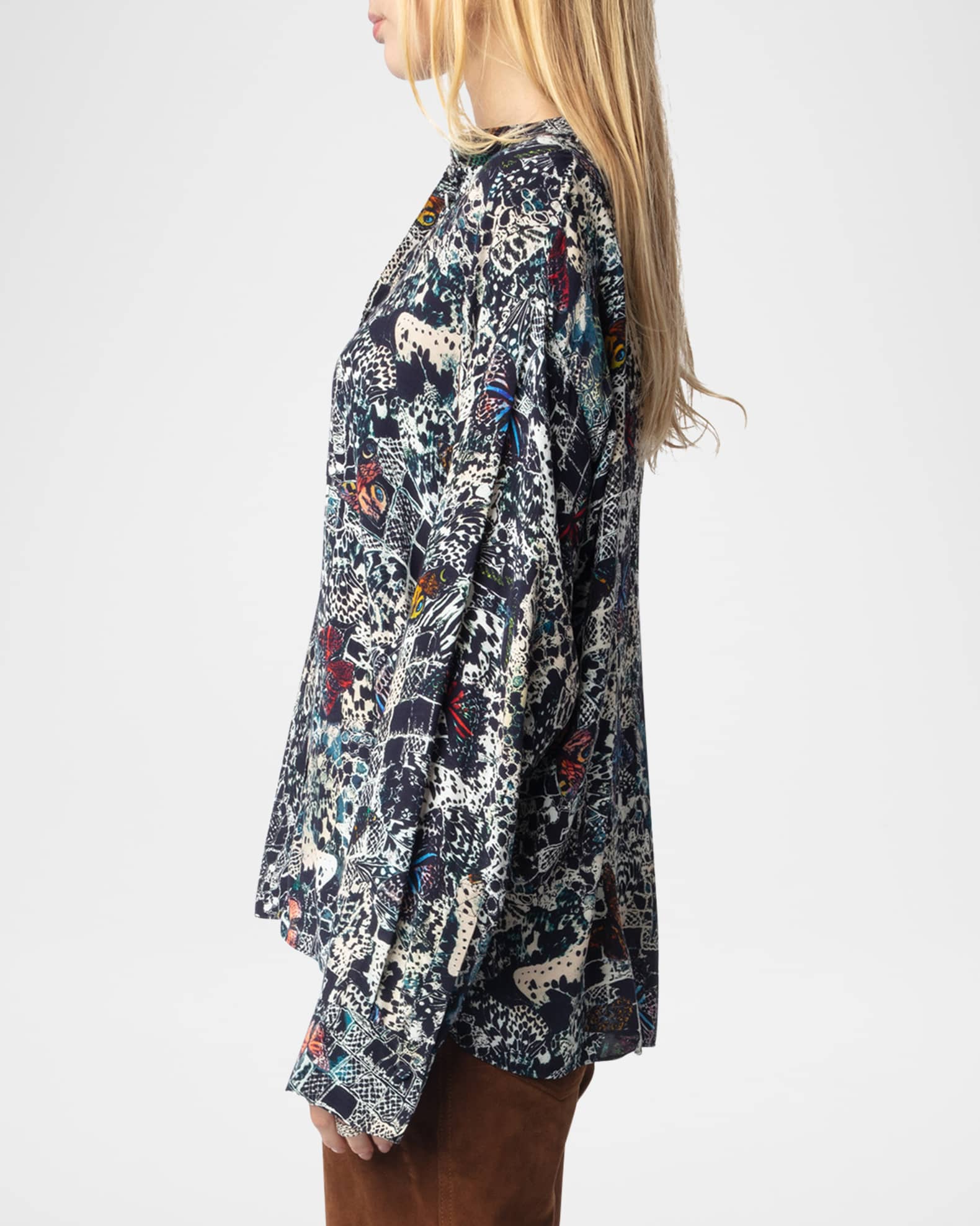 売れ筋商品|||ザディグ エ ヴォルテール シャツ レディース トップス TRUETT SOFT BUTTERFLIES - Button-down blouse - encre Zadig & Voltaire Truett Soft Butterflies Button-Front Shirt