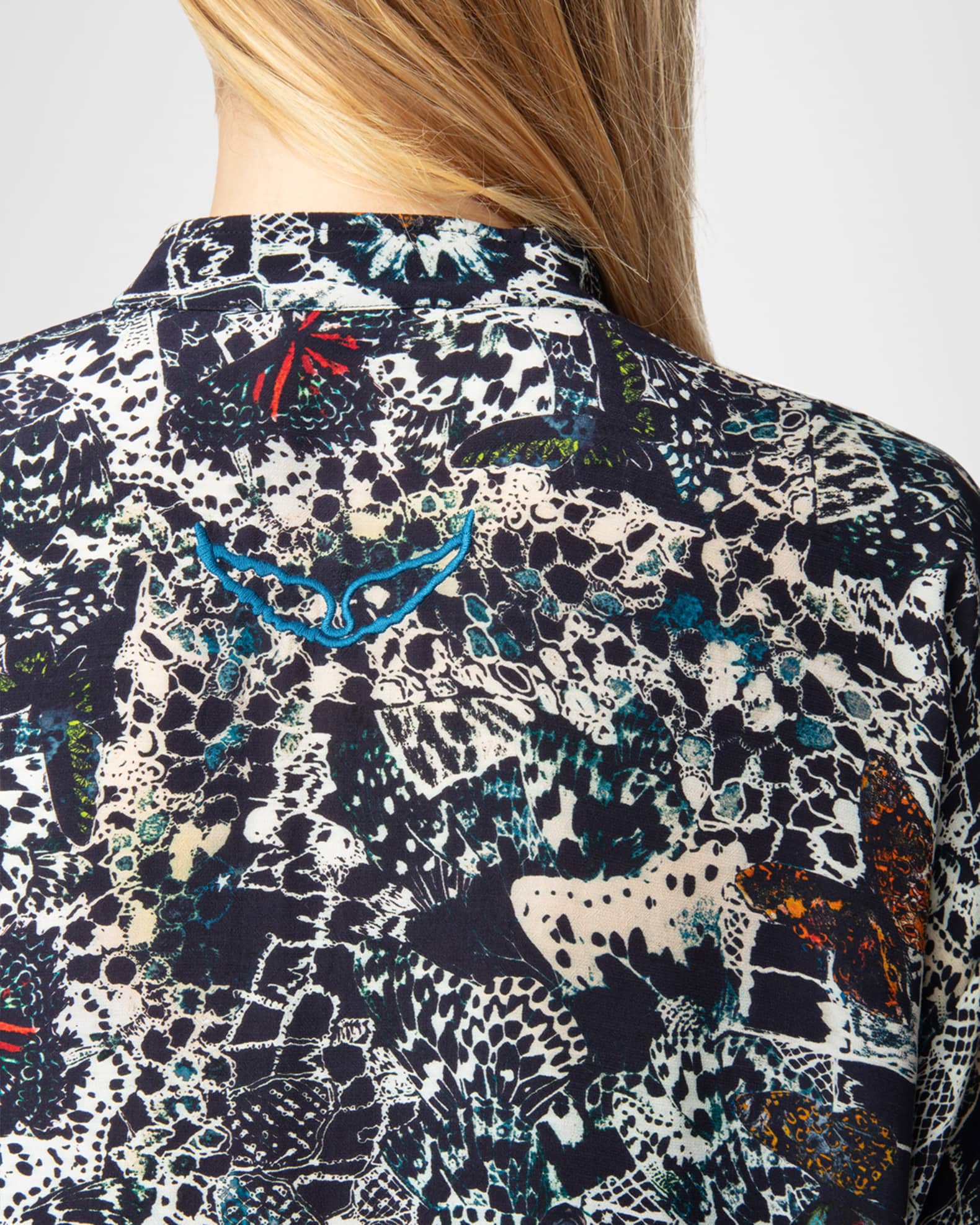 売れ筋商品|||ザディグ エ ヴォルテール シャツ レディース トップス TRUETT SOFT BUTTERFLIES - Button-down blouse - encre Zadig & Voltaire Truett Soft Butterflies Button-Front Shirt