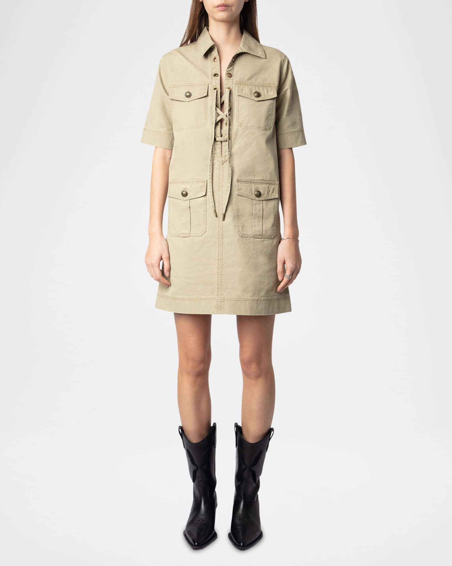 Record Lace-Up Mini Dress 1