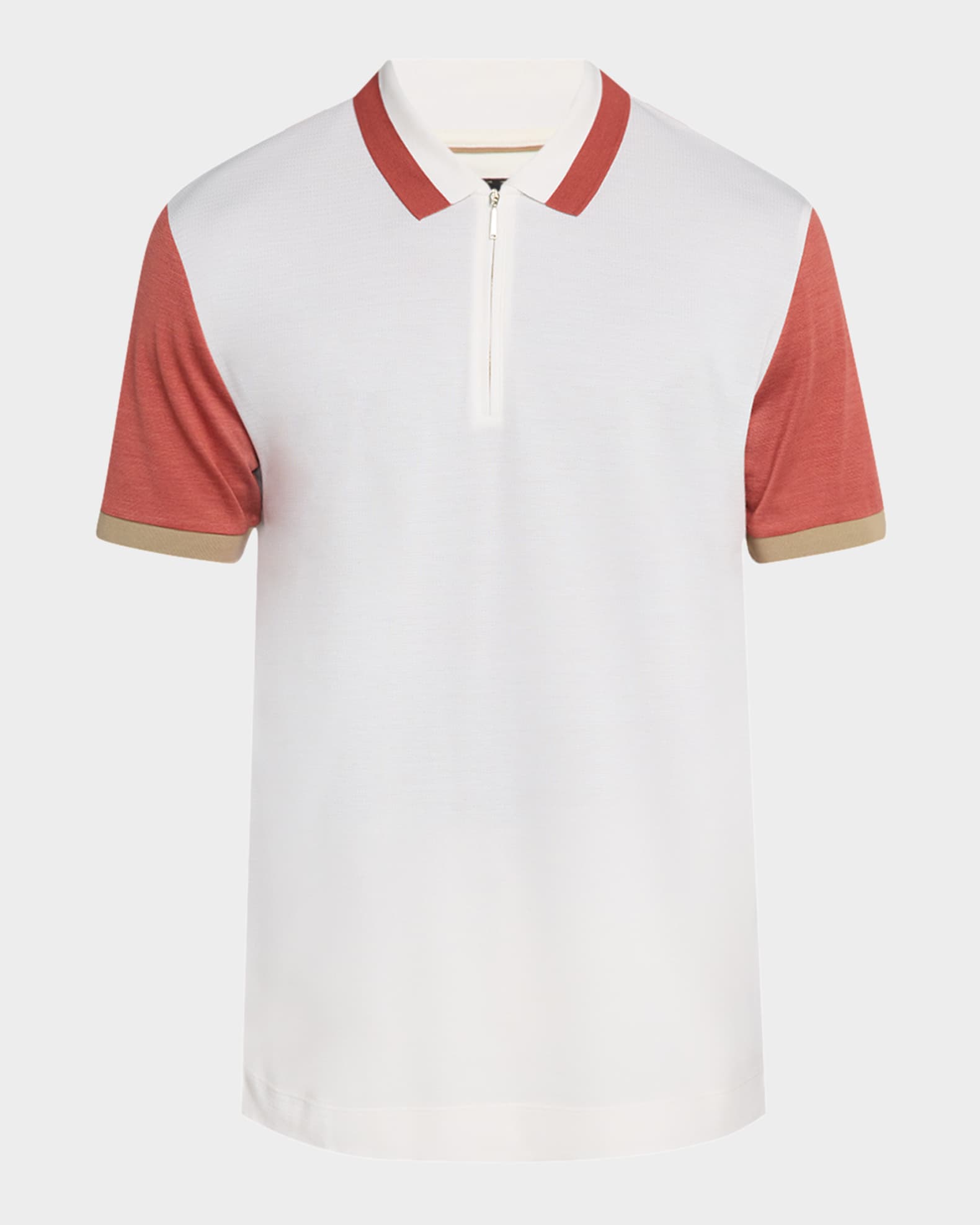 Men's Parkau Cotton and Silk Quarter-Zip Polo Shirt 0