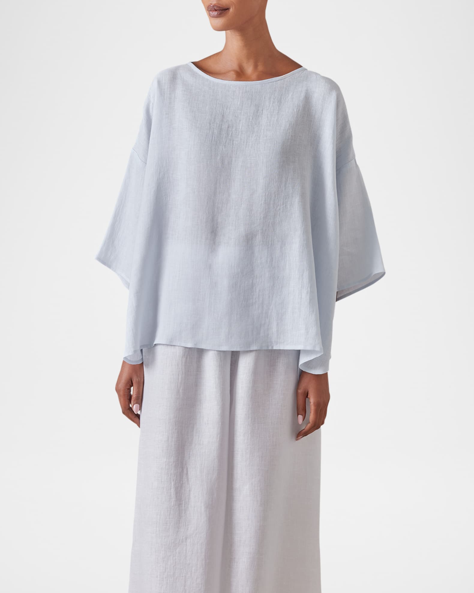Sloped-Shoulder Wide A-Line Scoop-Neck Top (Mid Length) 1