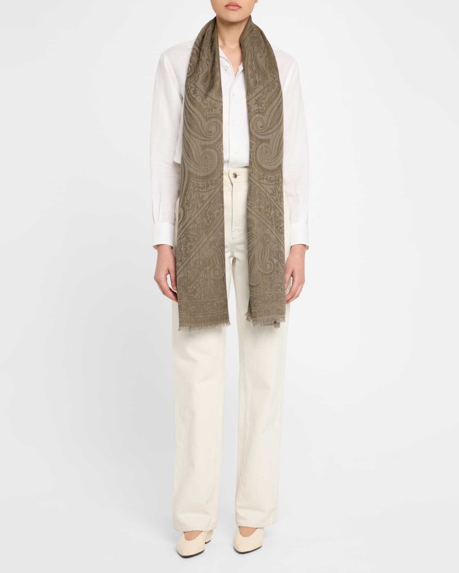 Sherazade Paisley-Print Cashmere Blend Scarf 1