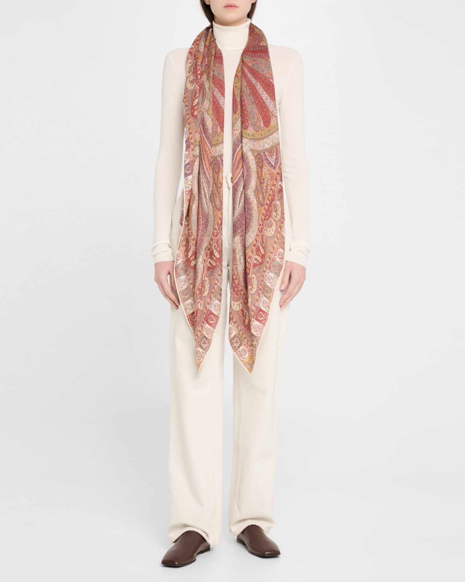 Sherazade Paisley Cashmere-Silk Scarf 1