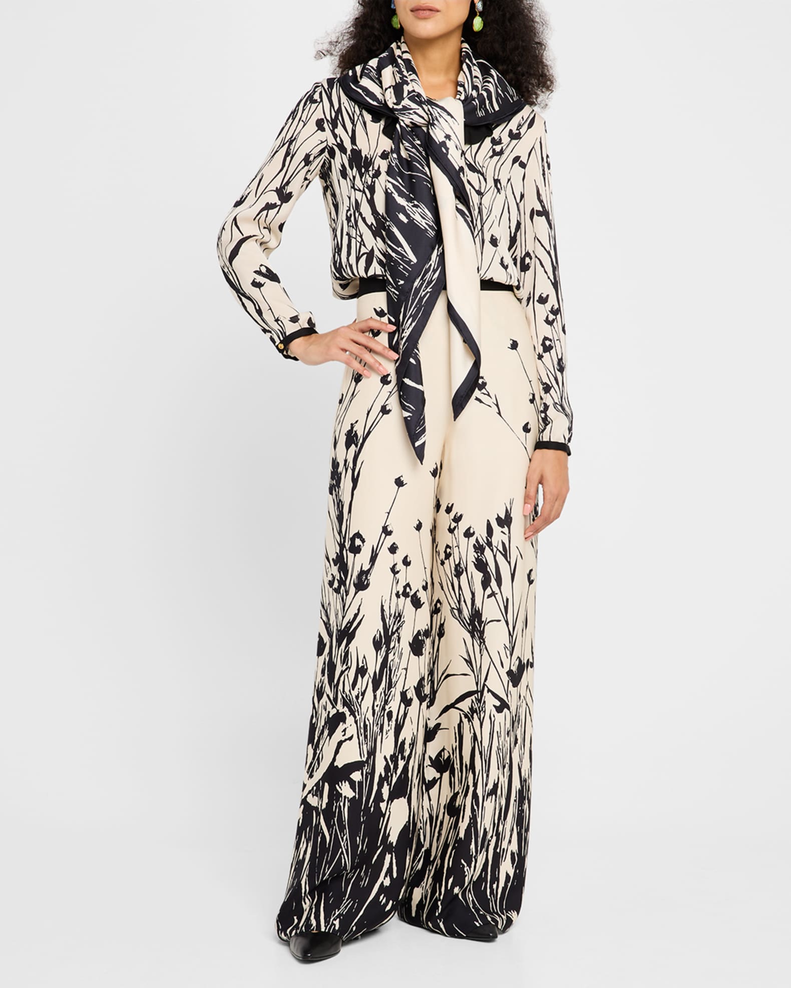 Campo Di Lino Floral-Print Silk Scarf 1