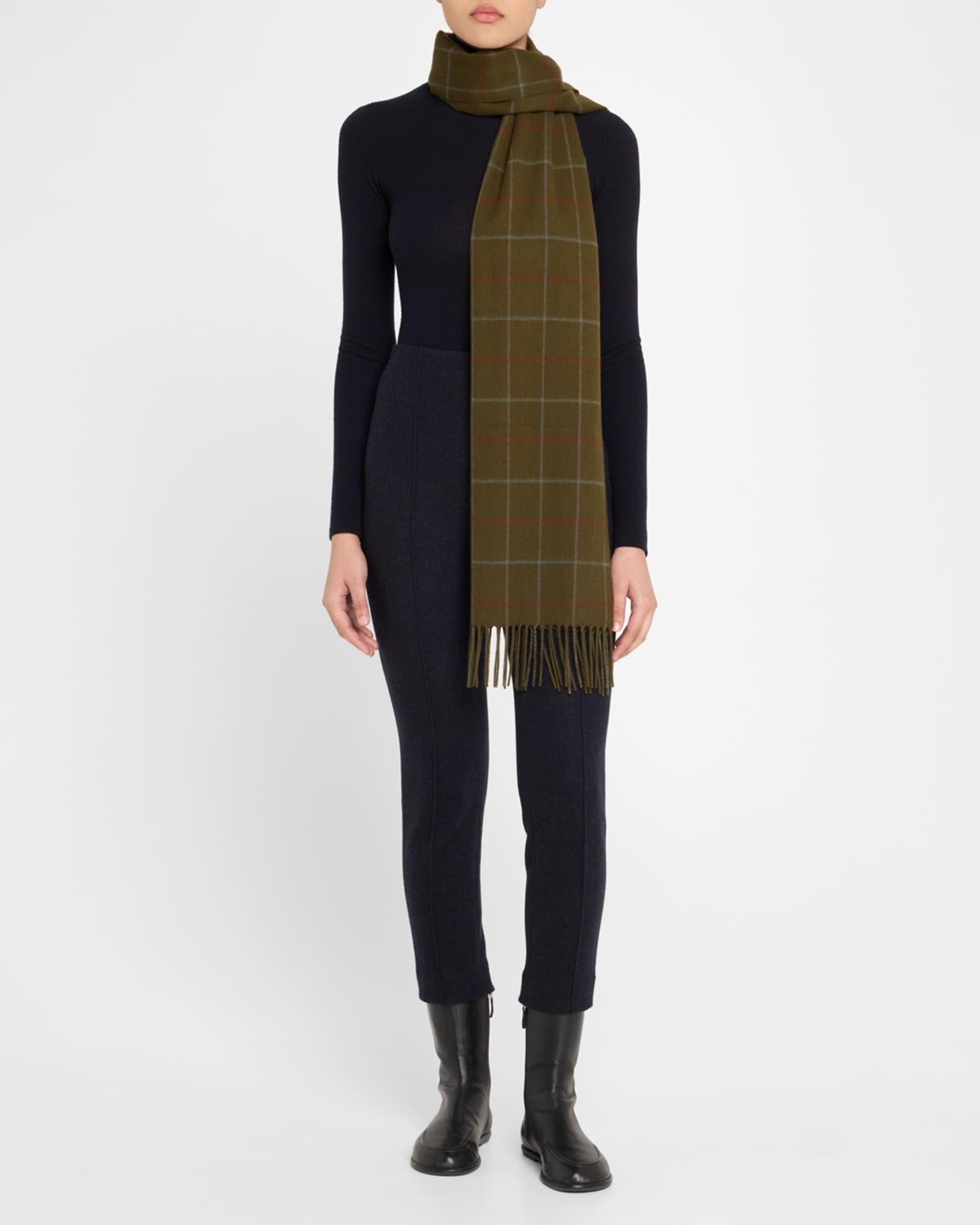Belt Check-Print Cashmere Scarf 1