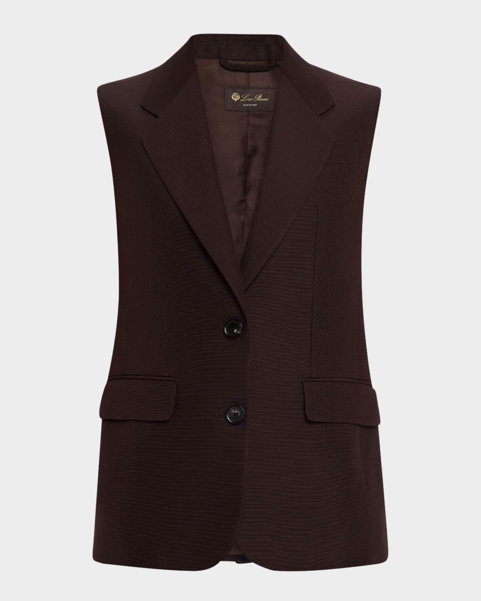 Cedric Textured Tussah Single-Breasted Vest 0
