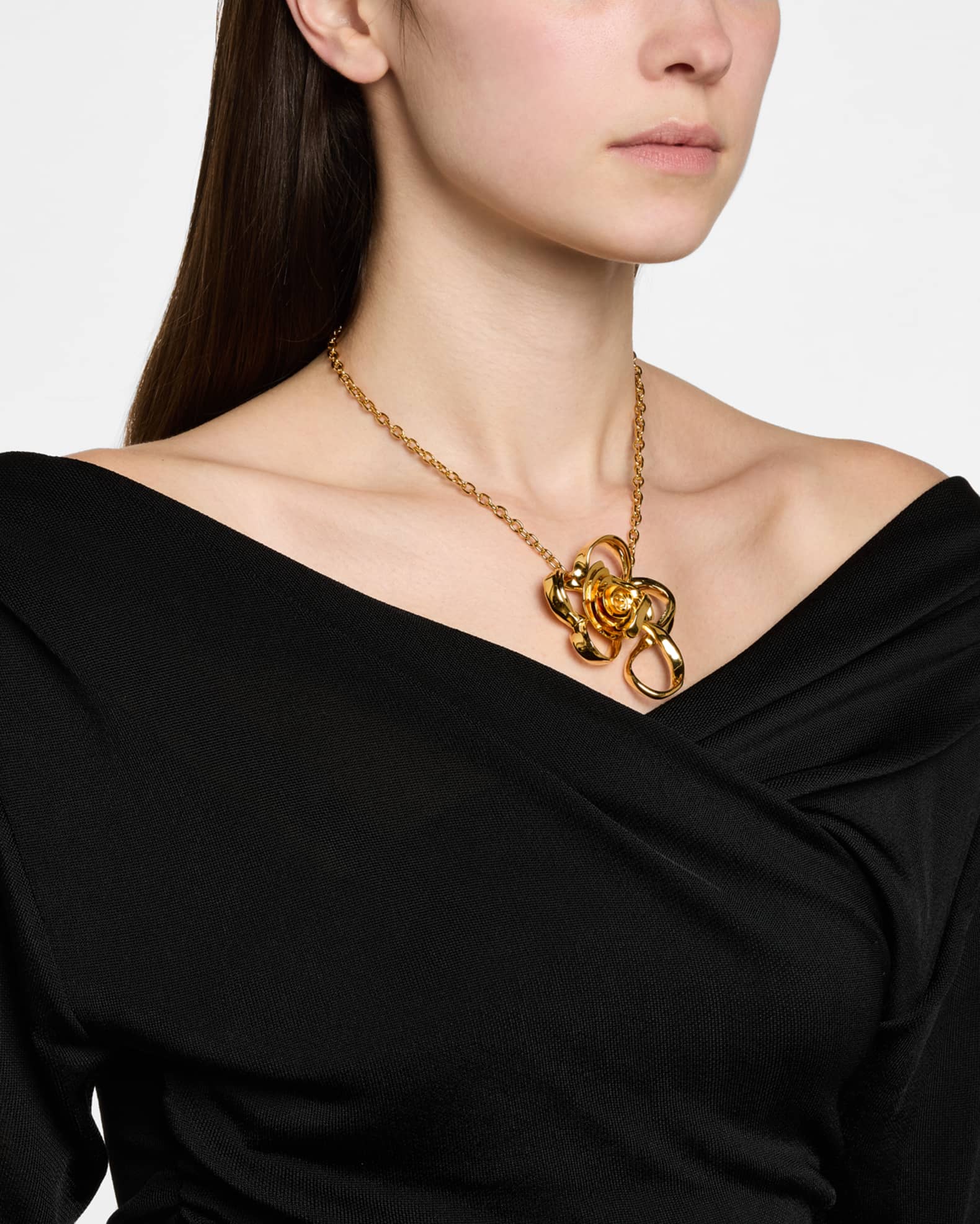 Large Geometric Rose Pendant Necklace 1