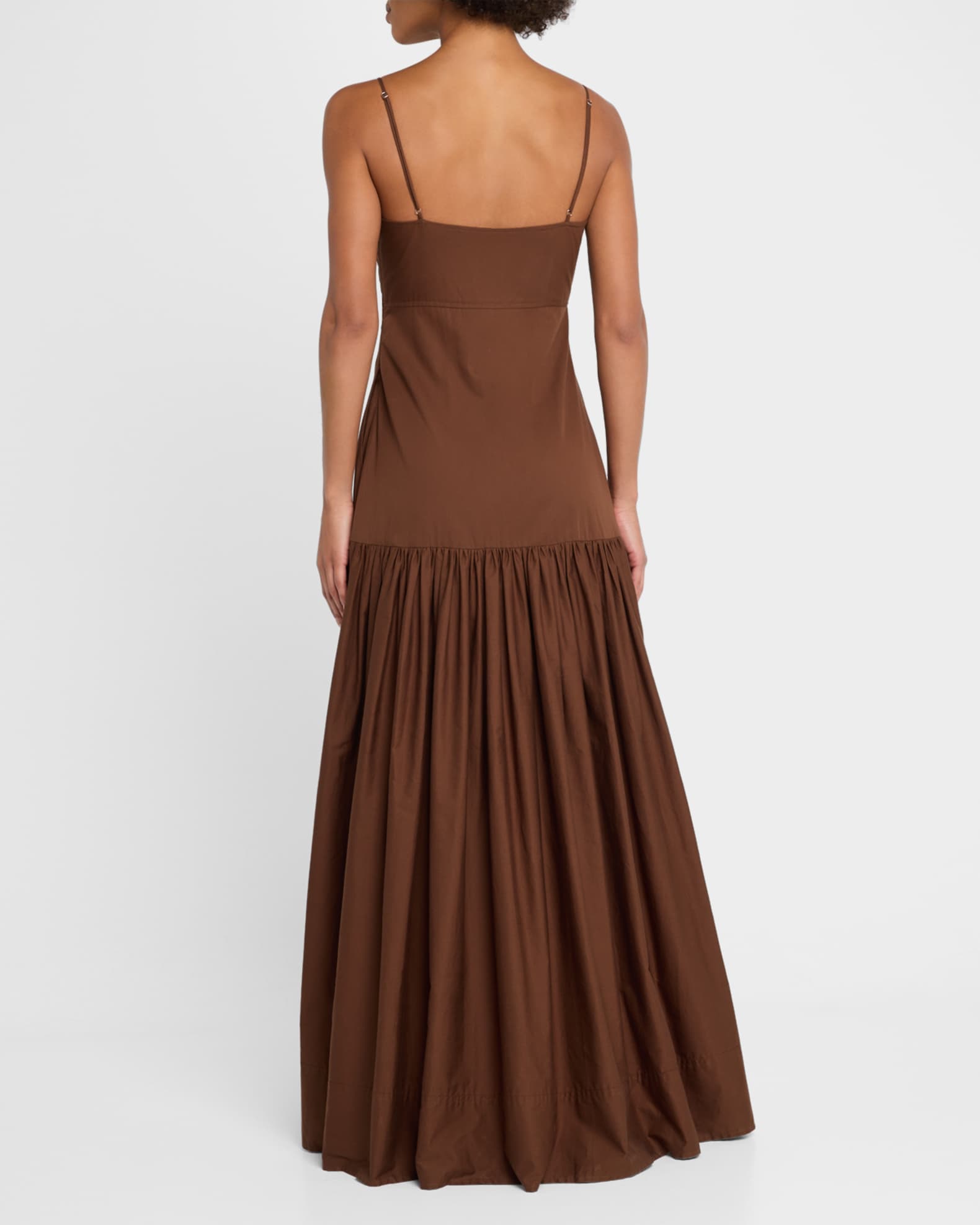 brown maxi dress drop waist Emberly Brown Draped Asymmetric-Neck Maxi Dress With Drop-Waist – Club L  London main image 1