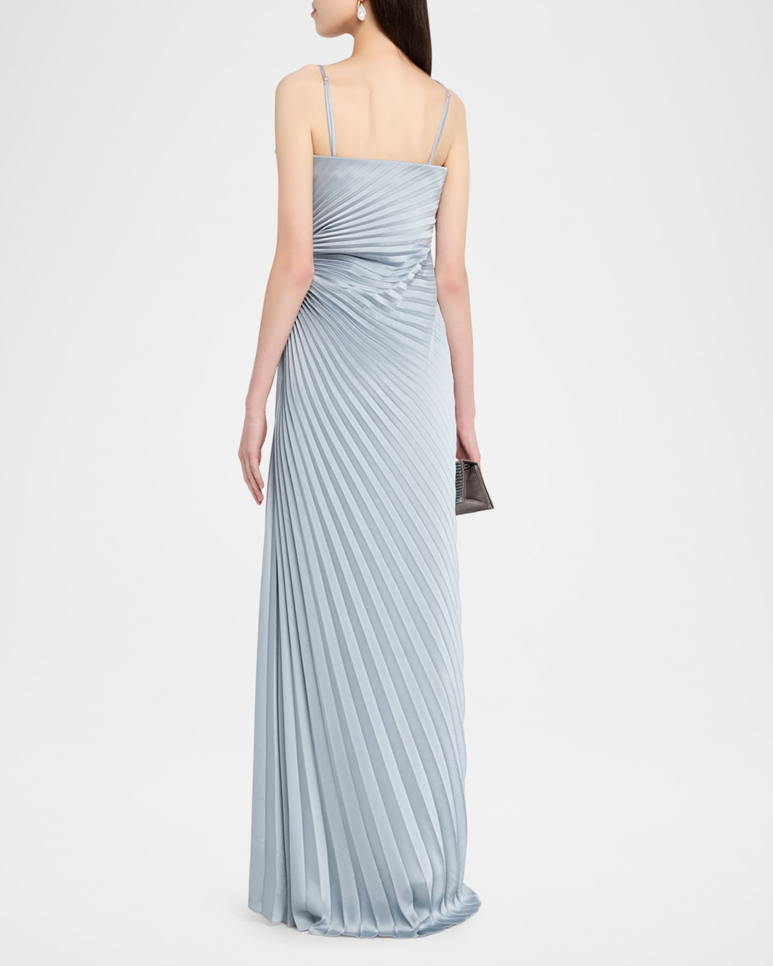 alc blue strapless dress A.L.C. Women's Layla Strapless Pleated Gown in Steel Blue, Size 0 main image 1