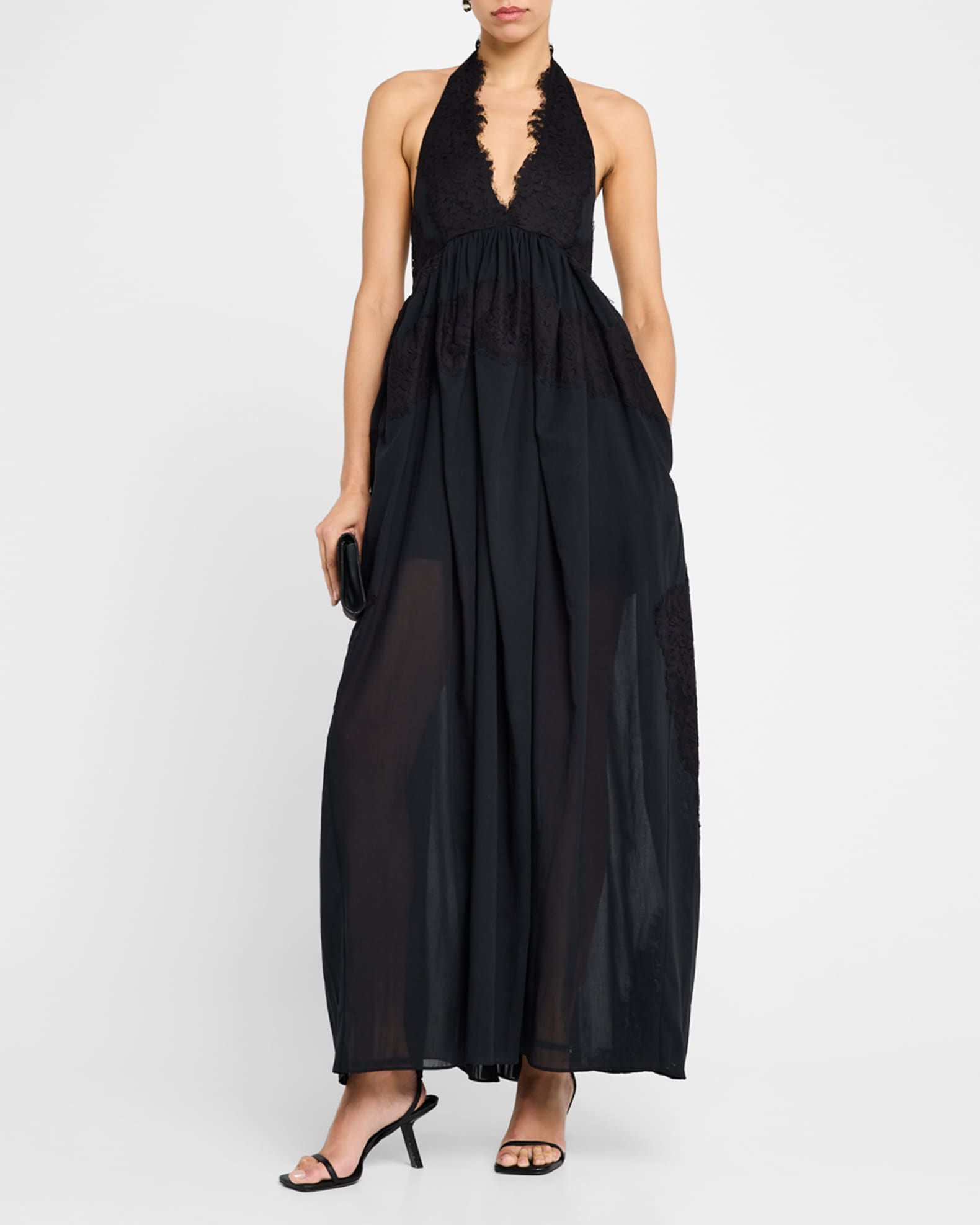 Cambrie Lace Halter Maxi Dress 1