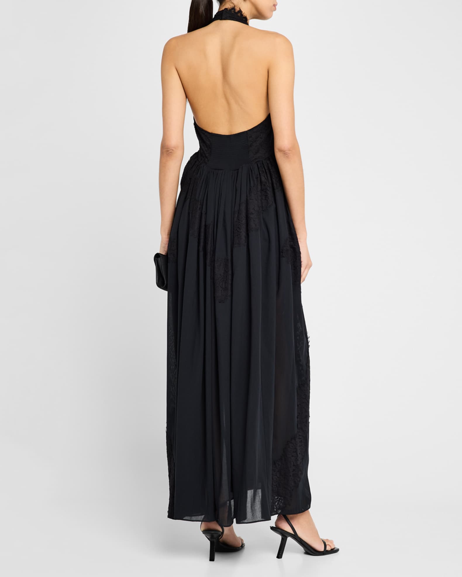 Cambrie Lace Halter Maxi Dress | Neiman Marcus