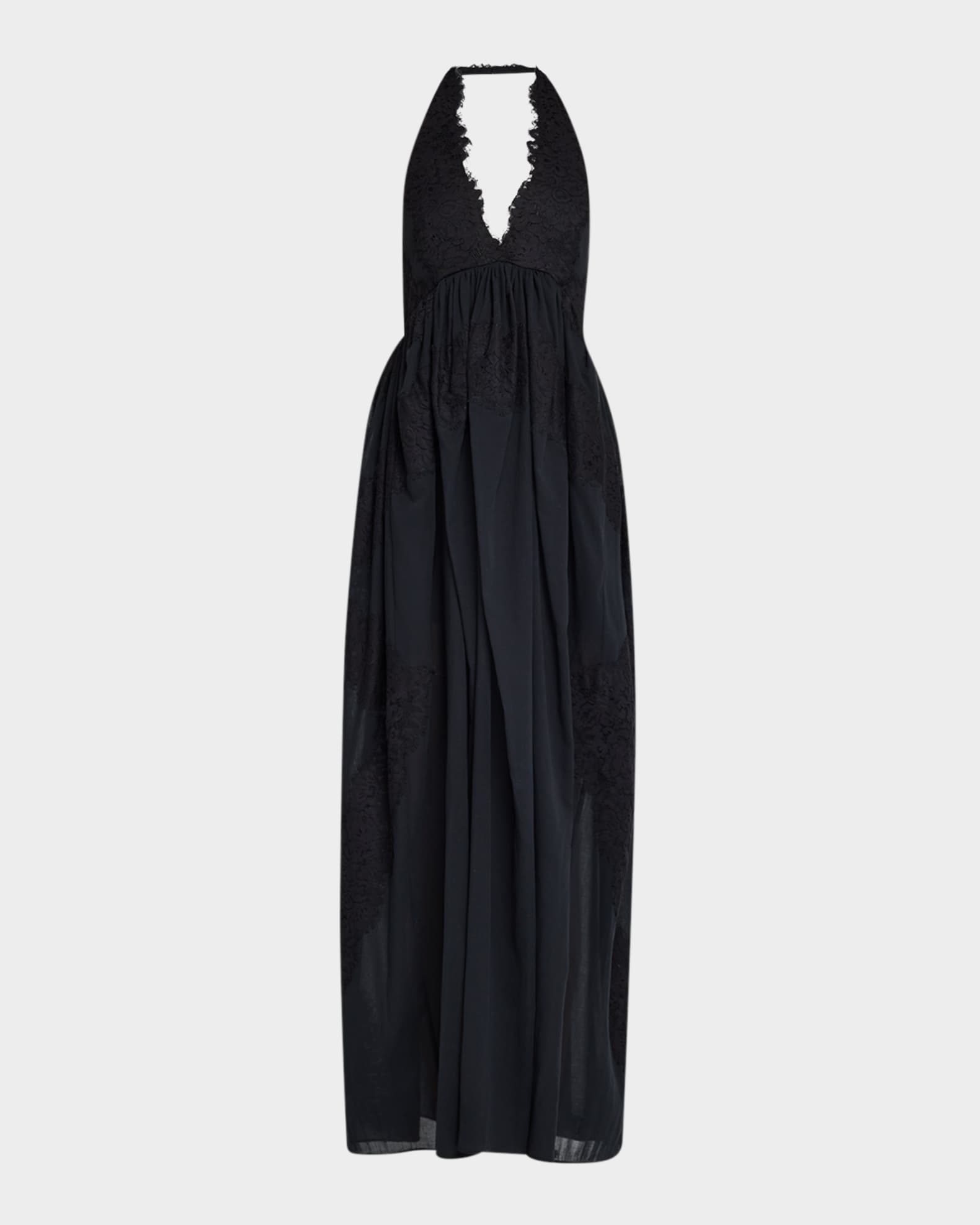 Cambrie Lace Halter Maxi Dress 0