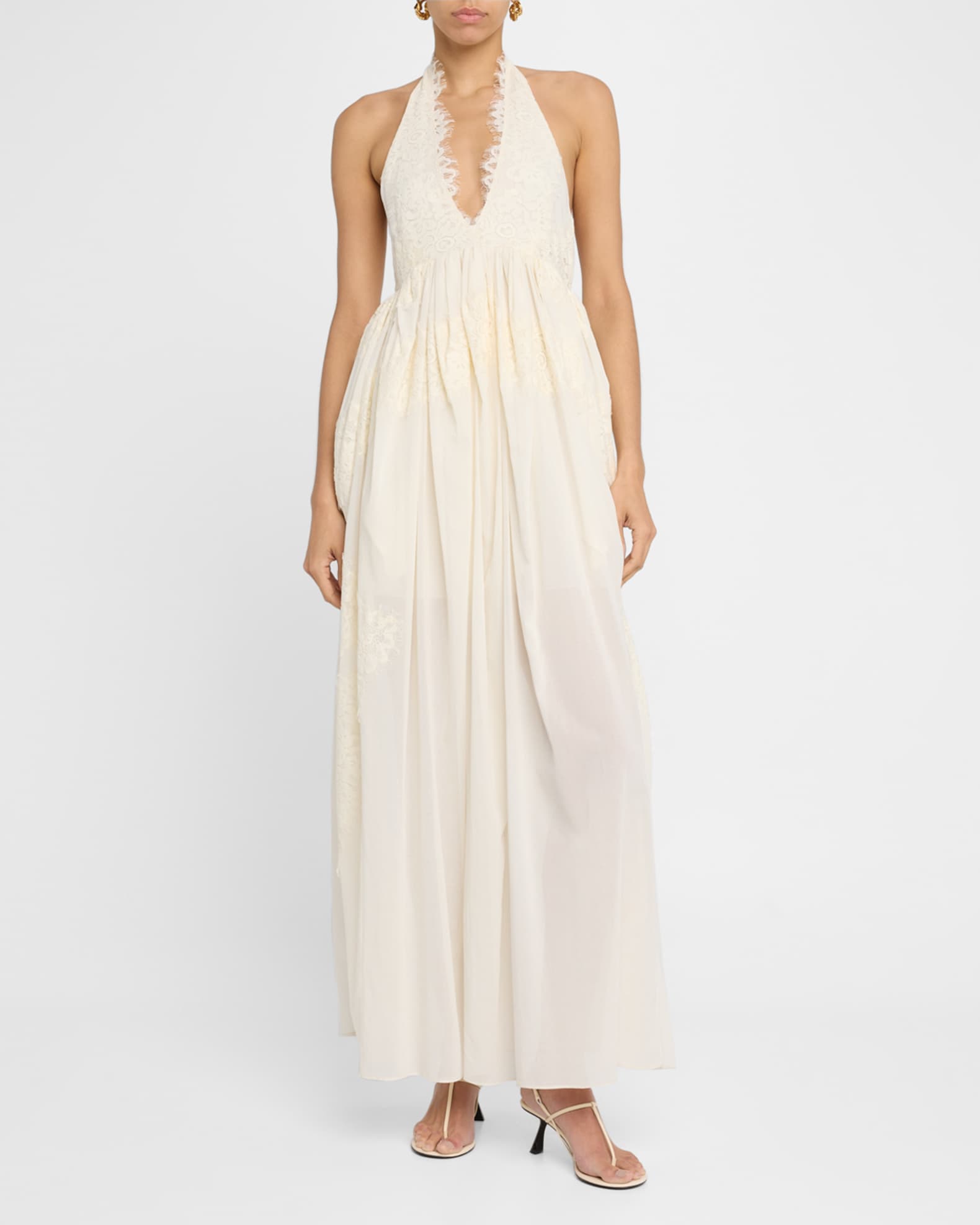 Cambrie Lace Halter Maxi Dress - Thumbnail 2