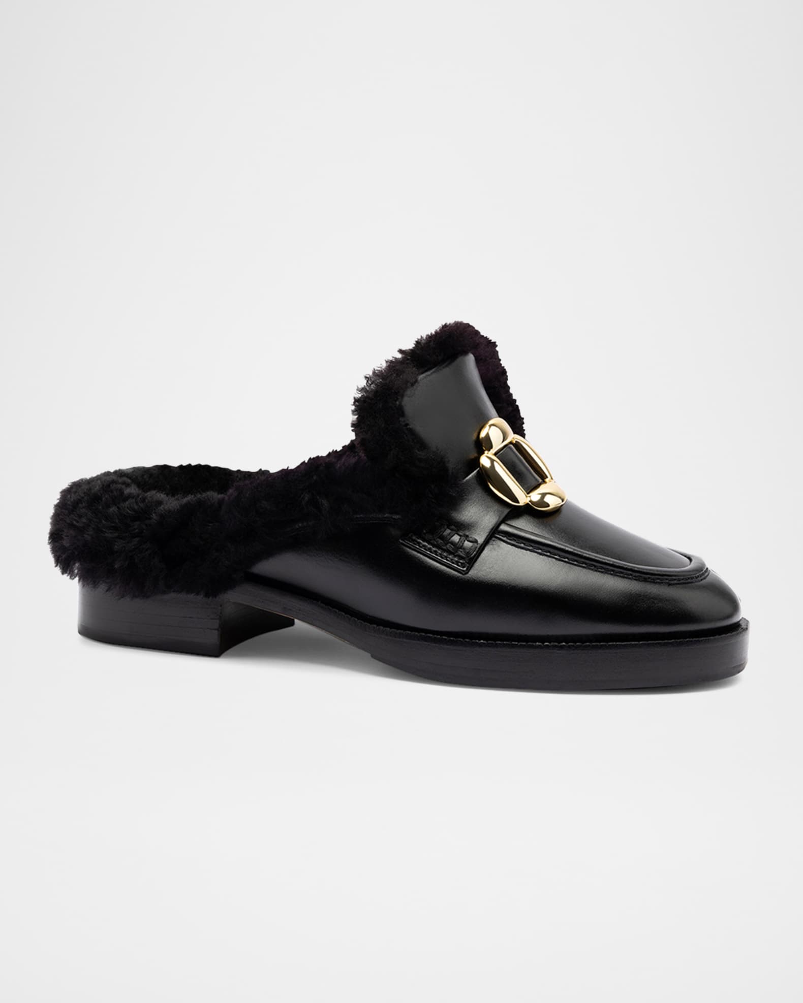 Bobbie Leather Shearling Loafer Mules 1