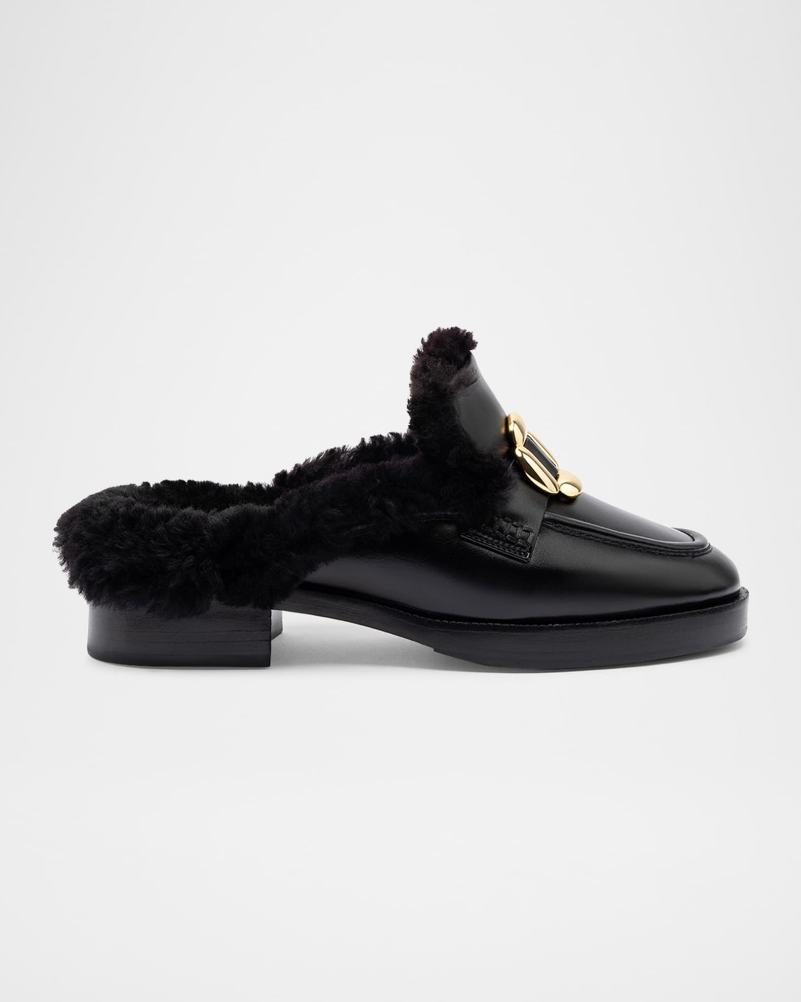 Bobbie Leather Shearling Loafer Mules 0