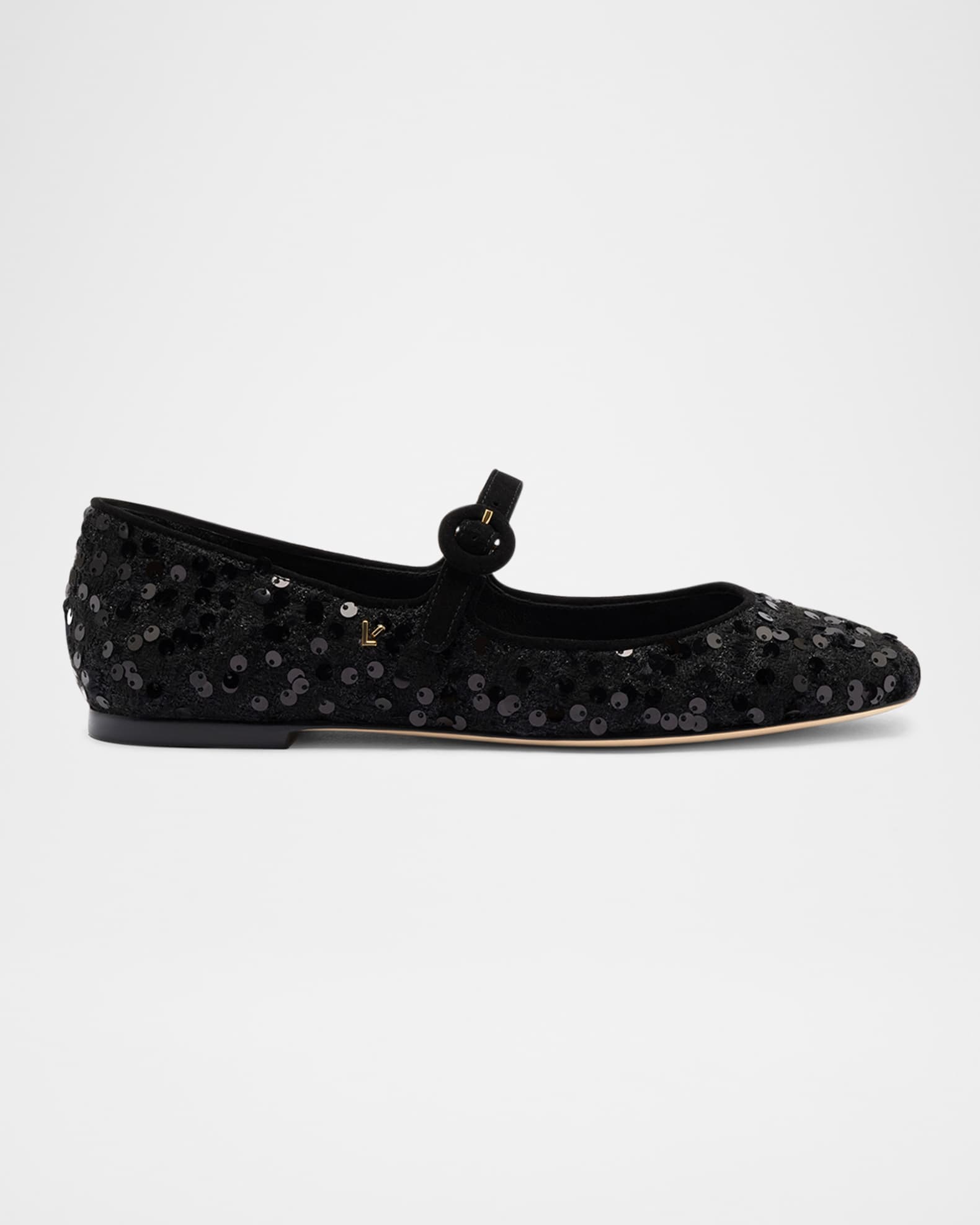 Blair Ballet Flat in Black Sequins 9 Black