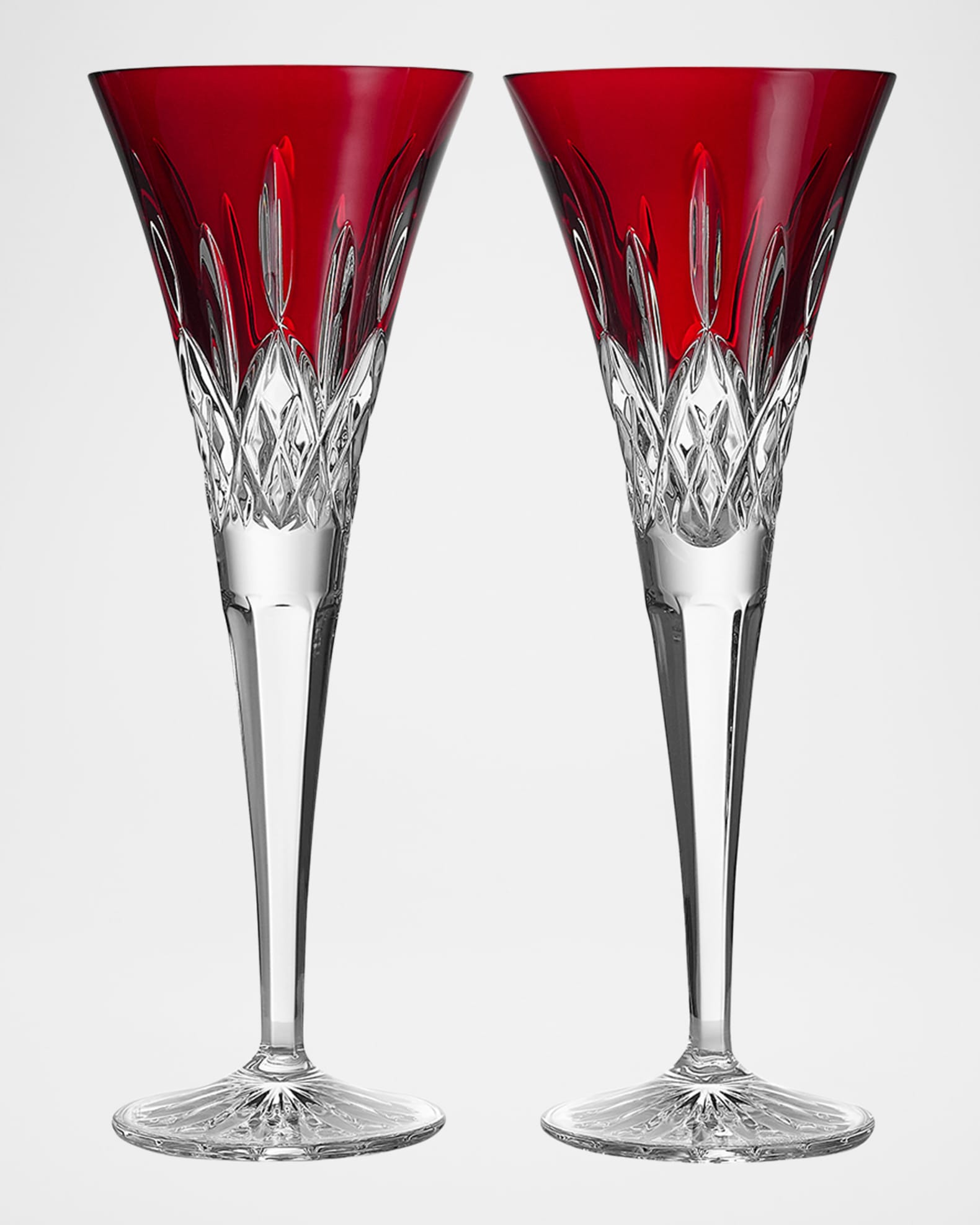 Lismore Red 5.5 oz. Toasting Flutes, Set of 2 0