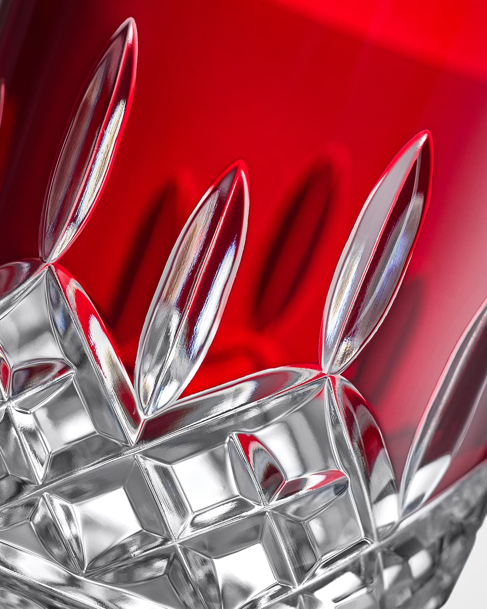 Lismore Red 12.5 oz. Double Old-Fashioned Glasses, Set of 2 1