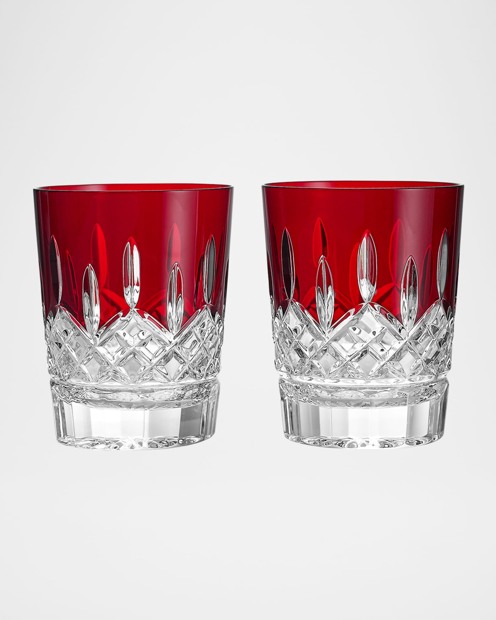 Lismore Red 12.5 oz. Double Old-Fashioned Glasses, Set of 2 0