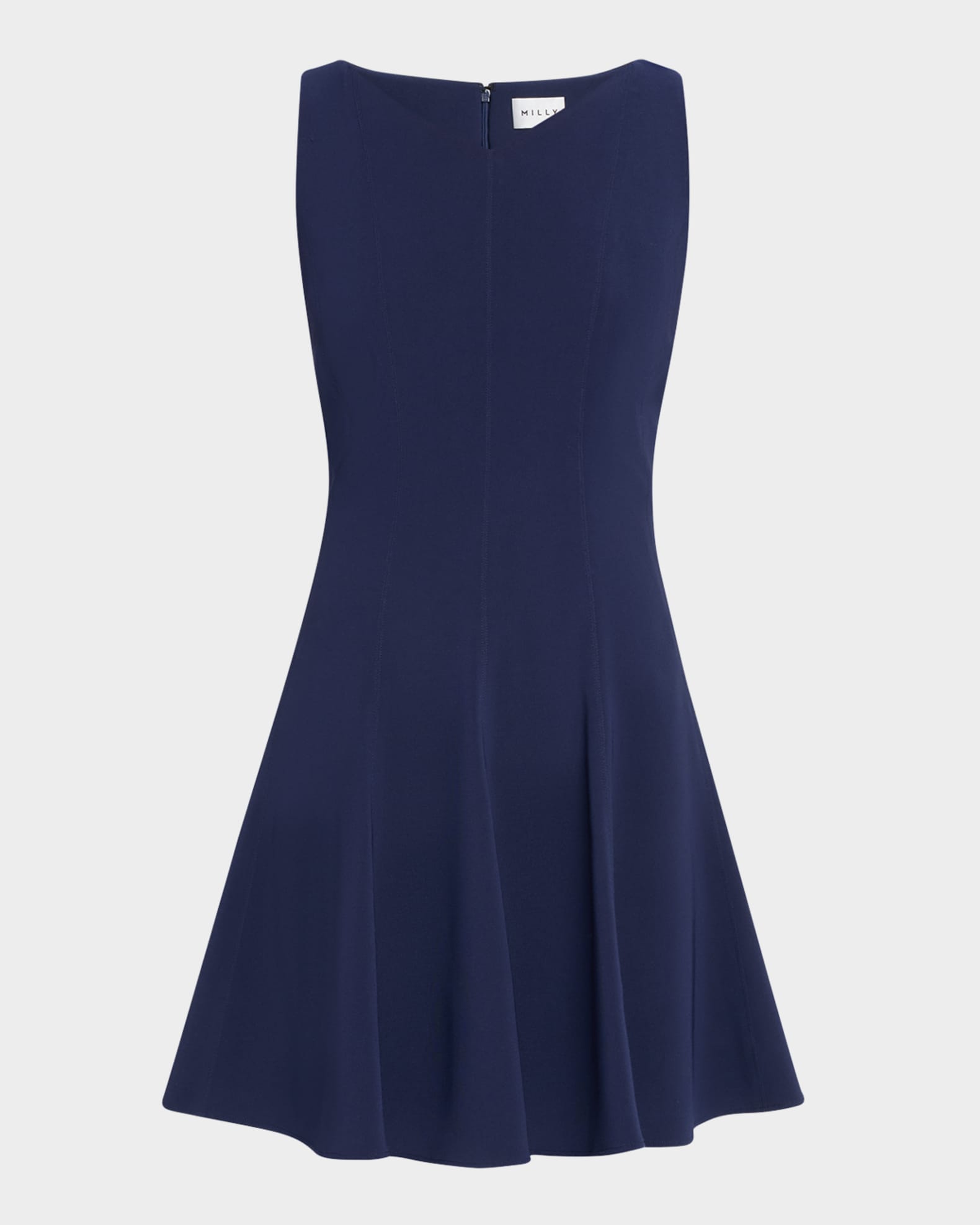 Sleeveless Stretch Cady Fit-&-Flare Mini Dress 0