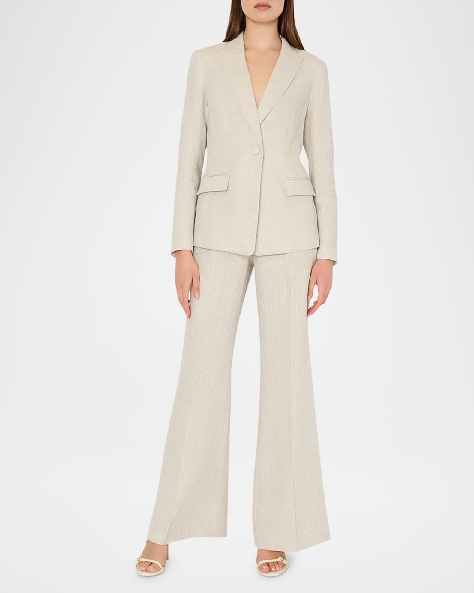 Alexa Single-Button Linen Blend Blazer 1