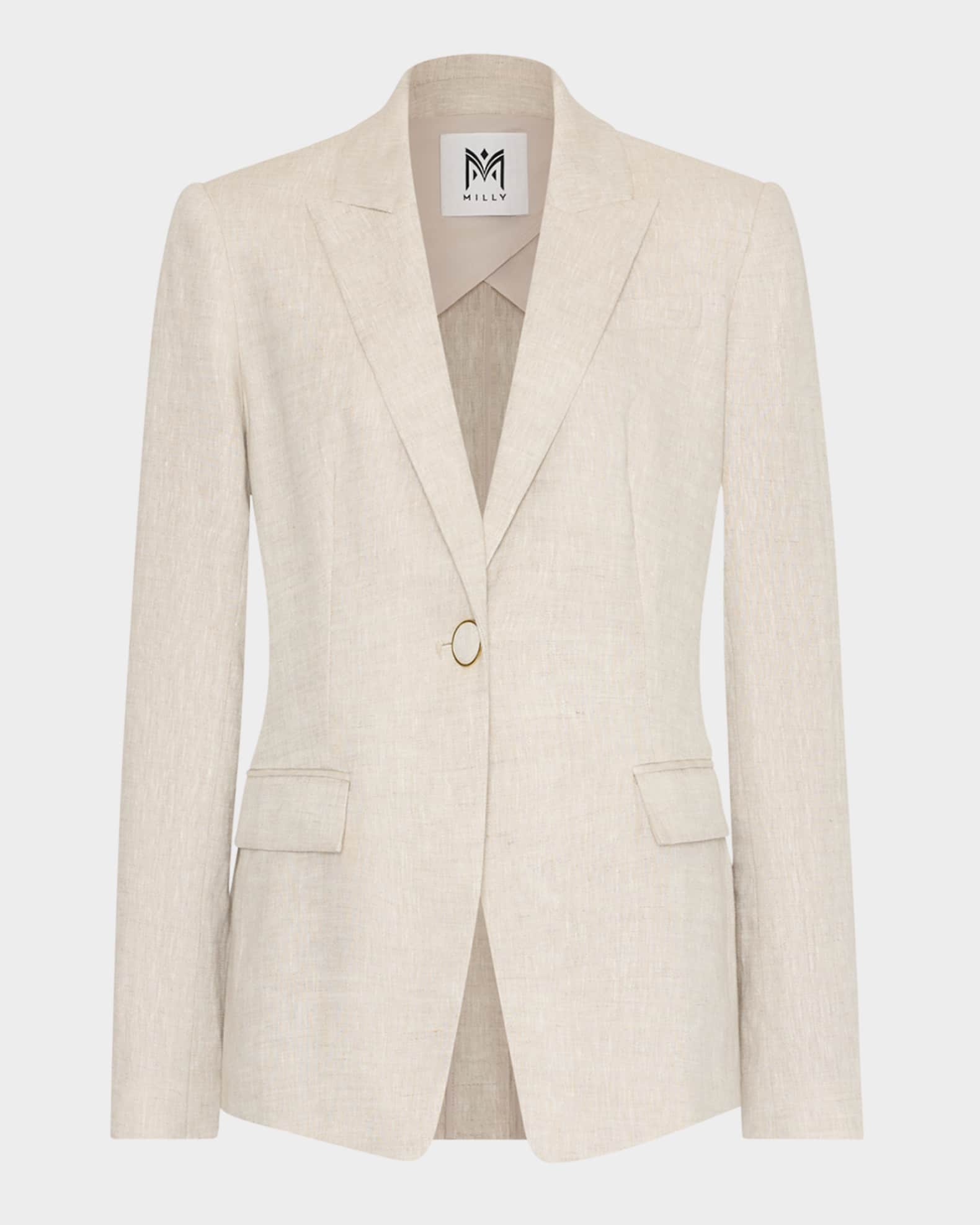 Alexa Single-Button Linen Blend Blazer 0